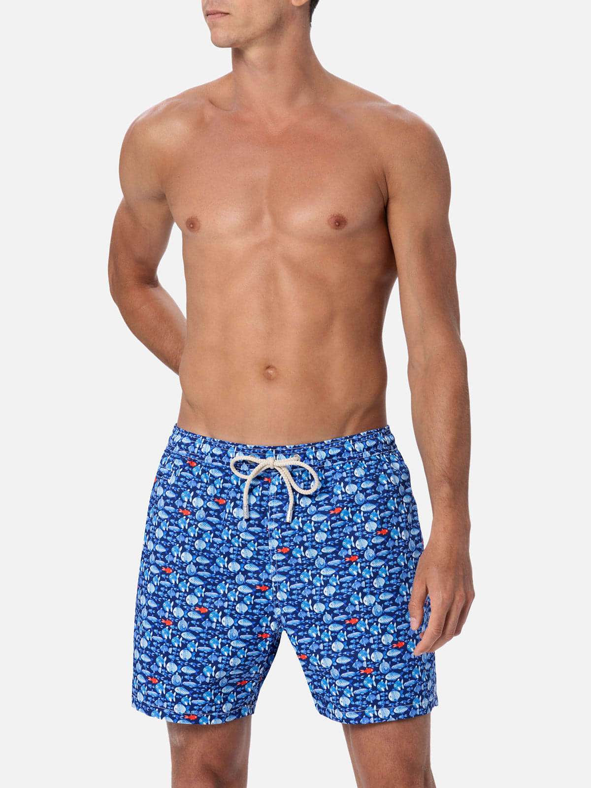 Mc2 Saint Barth Fish-print Swim Shorts In Blue
