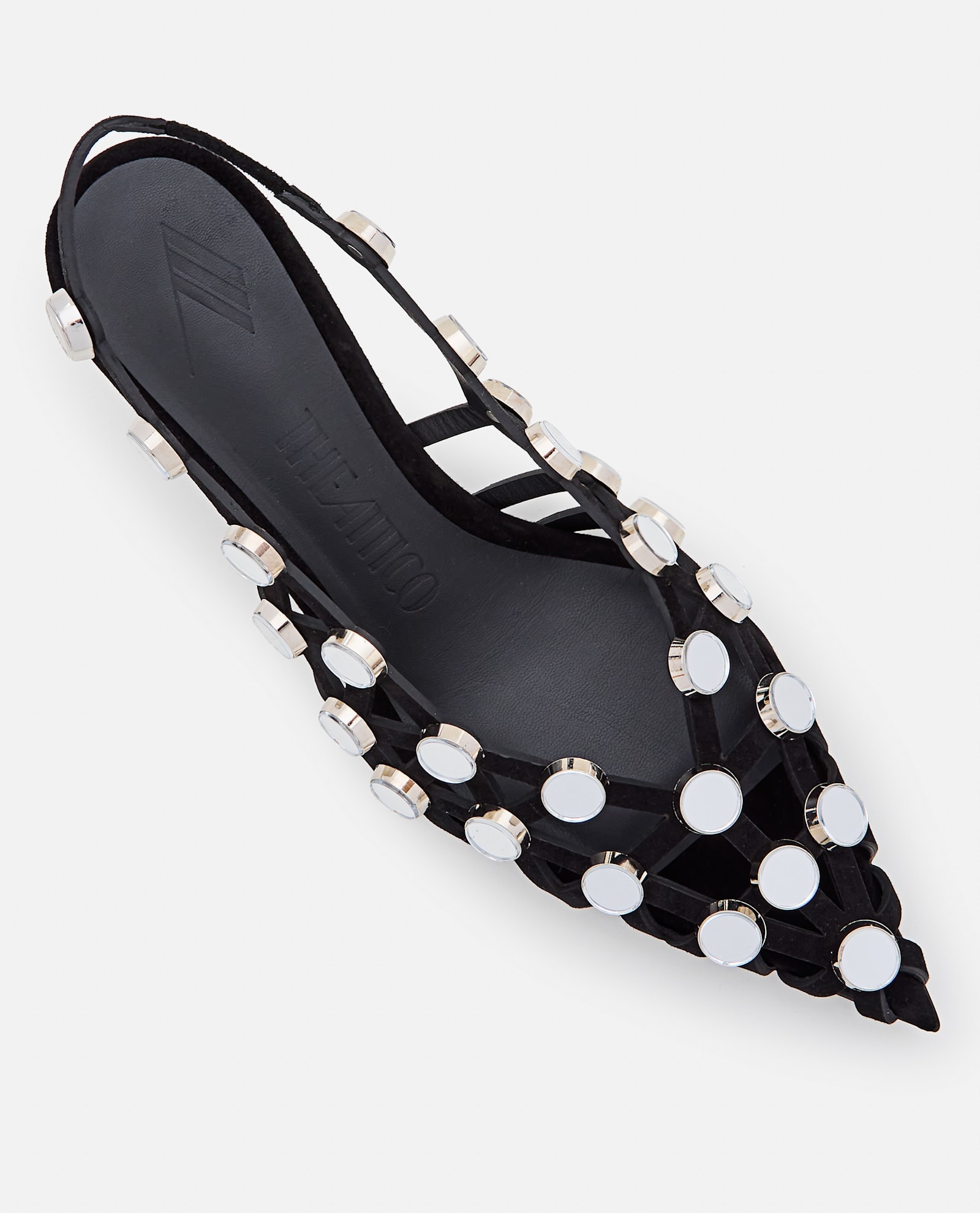 Attico Grid Slingback Embellished Kitten Heel Pumps In Black