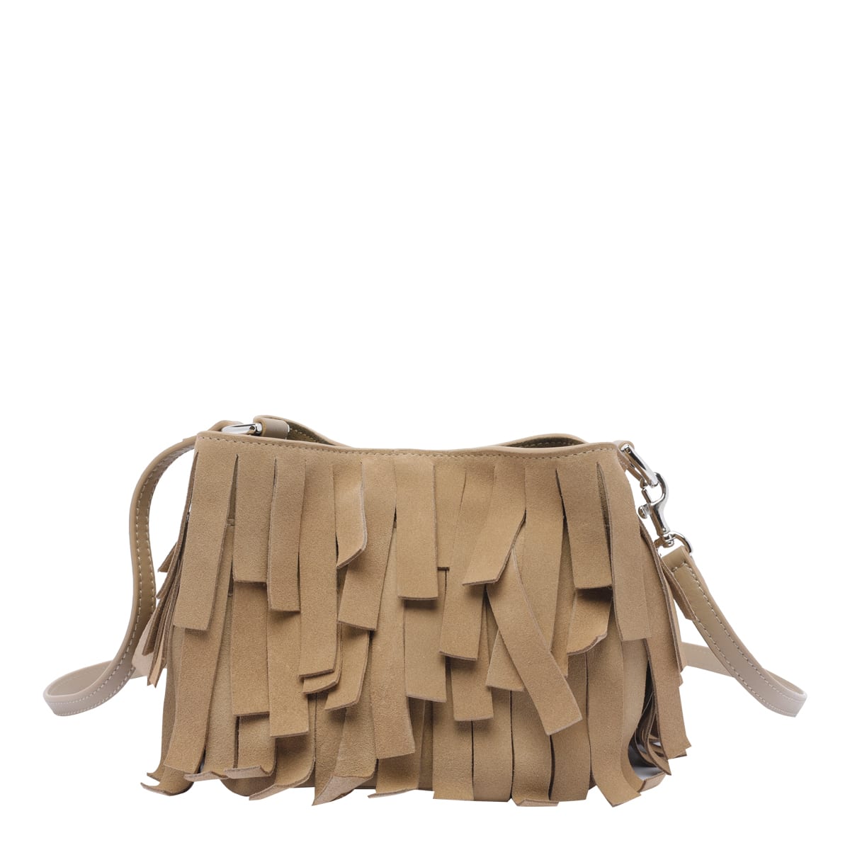 Hogan Hocket Mini Bucket Bag In Suede With Fringe Workmanship In Beige