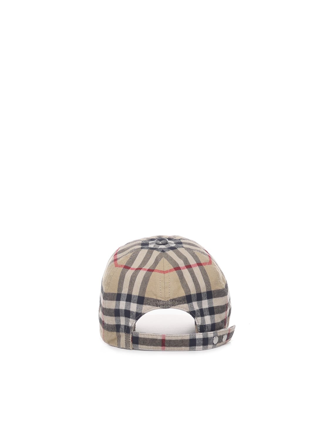 Shop Burberry Baseball Cap With Check Print In Beige