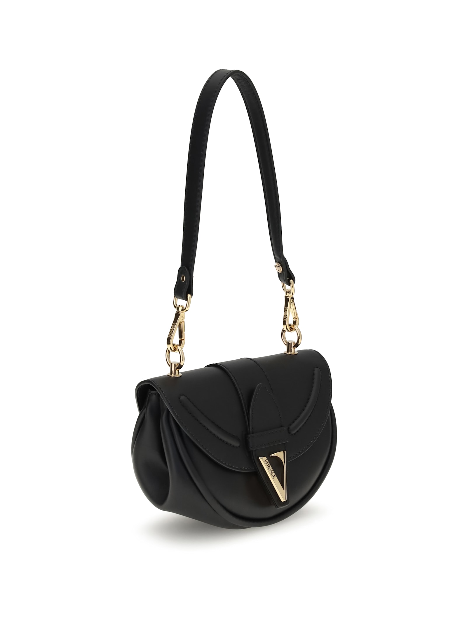 Versace Virtus Small Shoulder Bag In Black