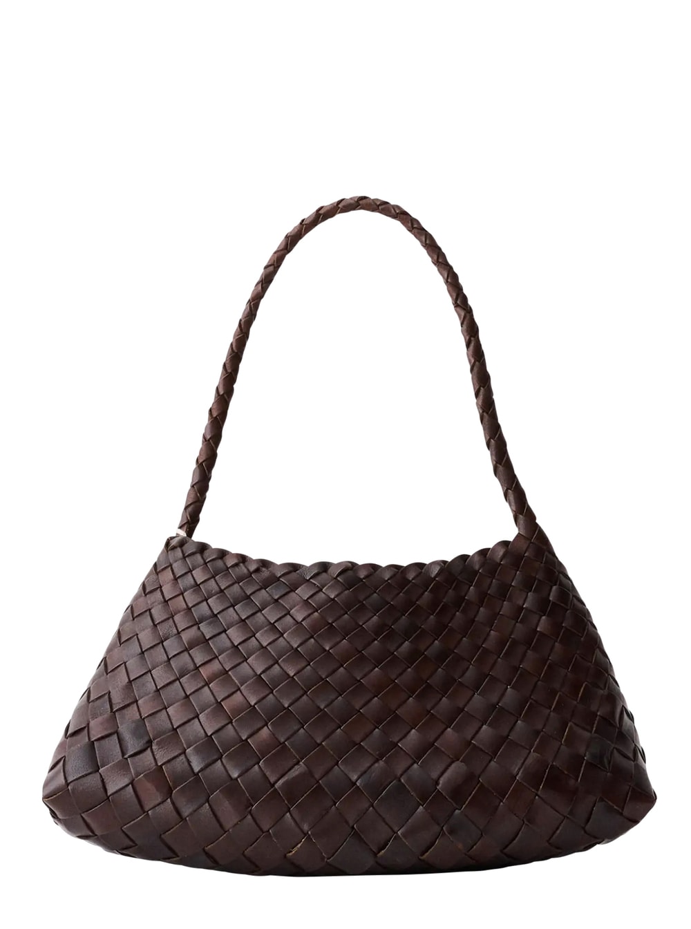 rossana Brown Mini Shoulder Bag With Top Handle And Interwoven Design In Leather Woman