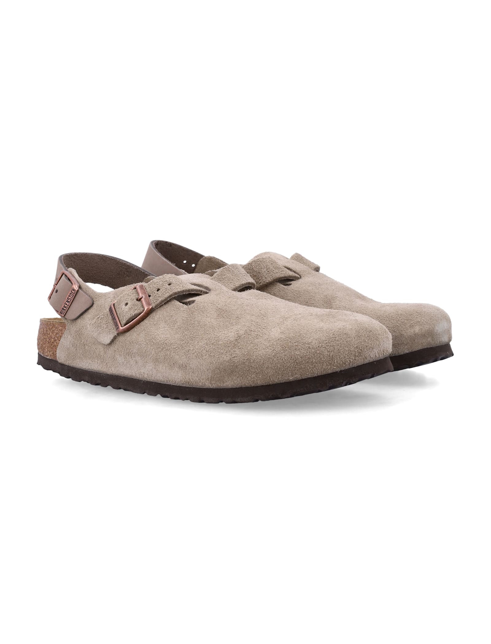 Birkenstock Tokio Nubuck Leather Mules With Strap In Brown