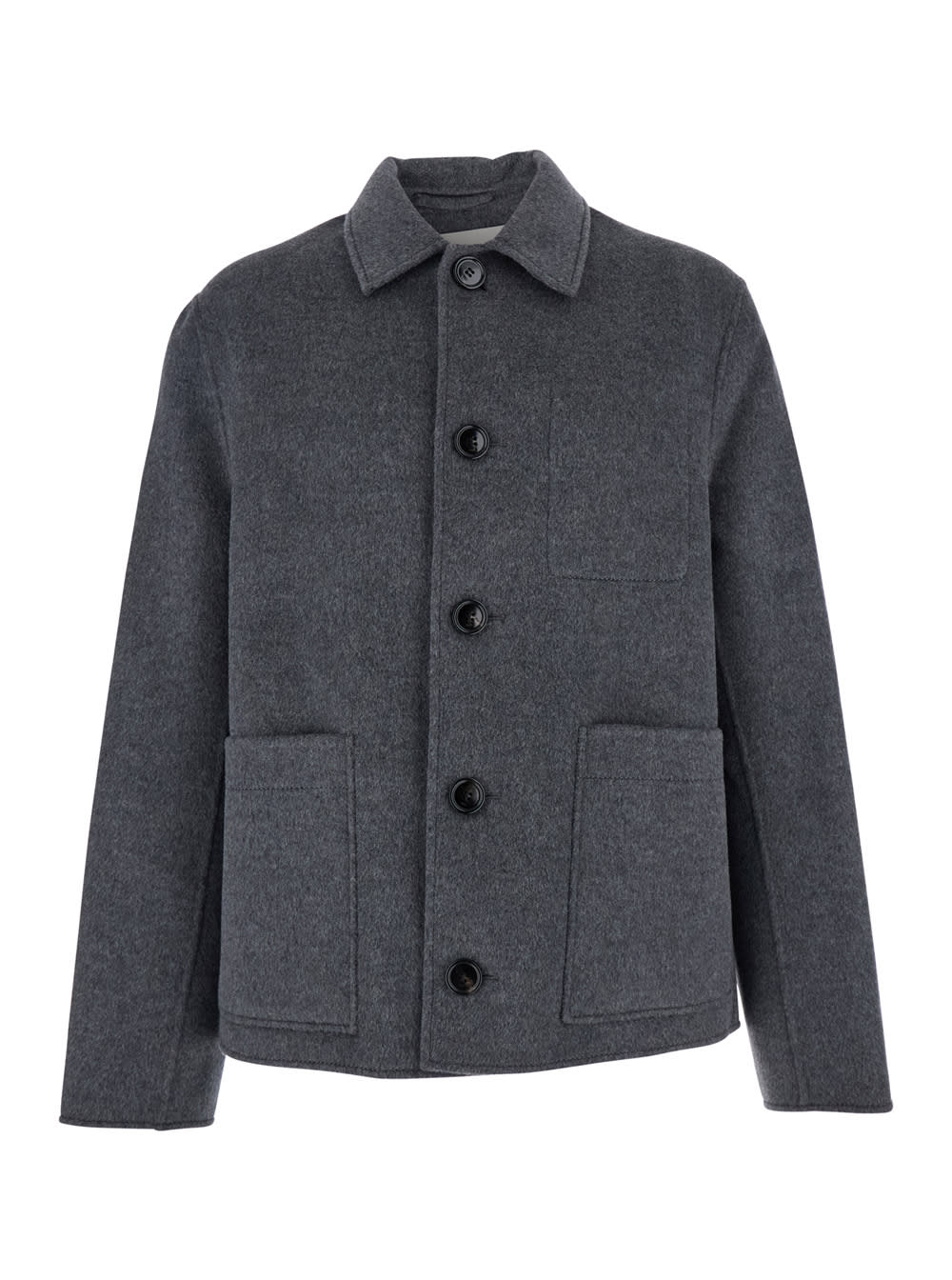 Ami Alexandre Mattiussi Grey Jacket With Classic Lapels And Button Closure In Wool Man In Gray