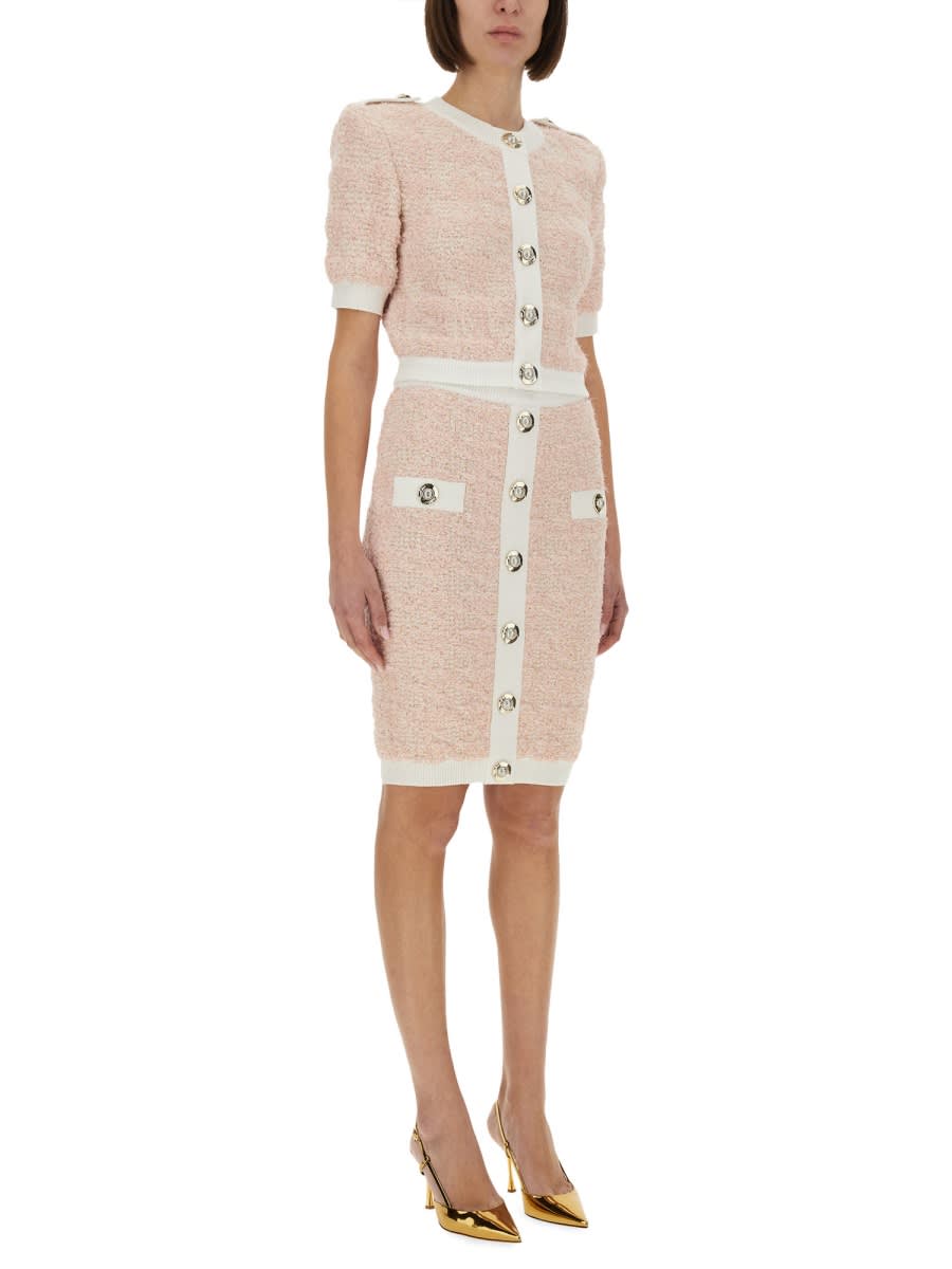 Balmain Tweed Midi Skirt In Multi