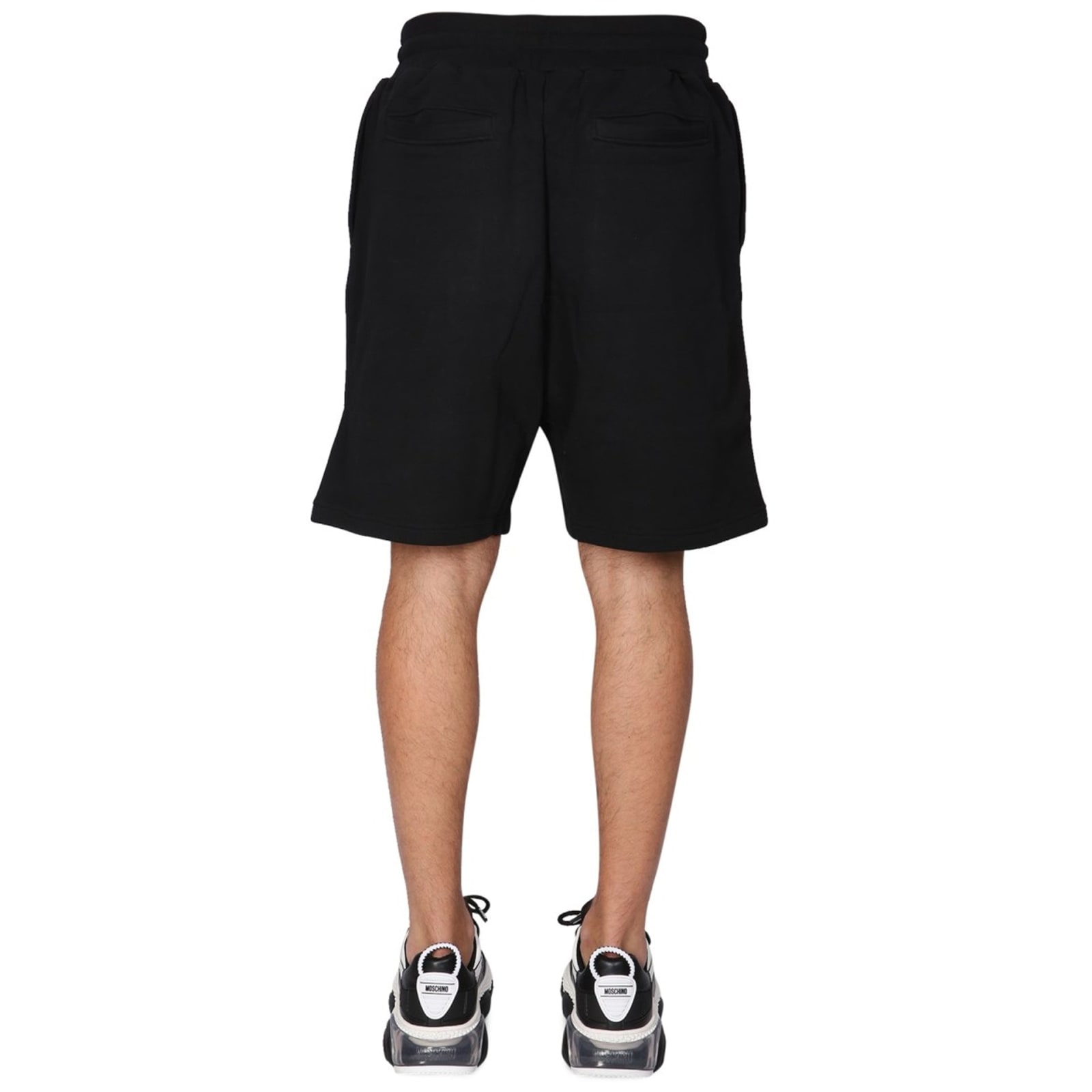 Shop Moschino Couture Cotton Shorts In Black