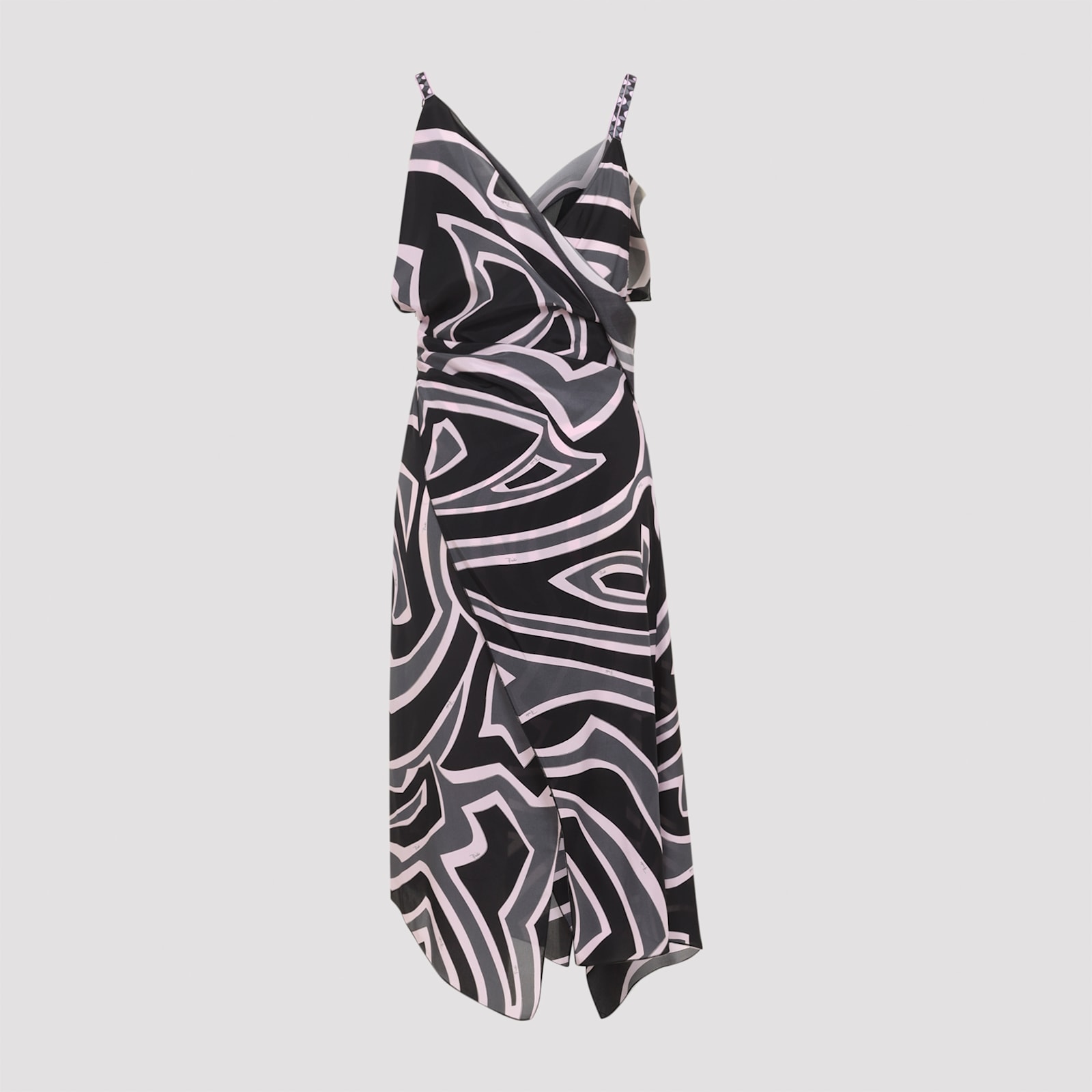 Pucci Spaghetti Strap Asymmetric Hem Dress In Multi