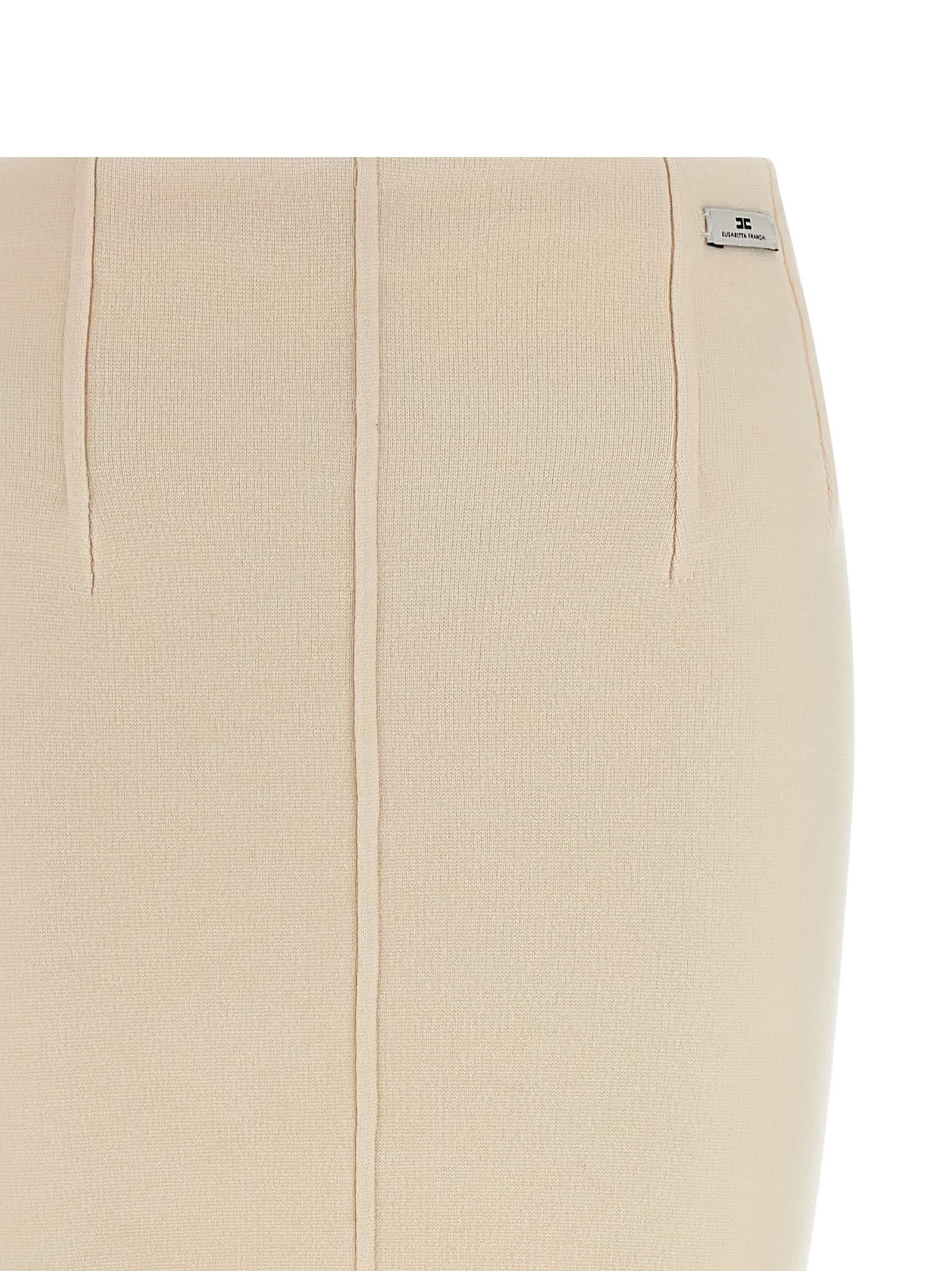 Elisabetta Franchi Fabric Stitch Wool Skirt Skirts White In Neutral