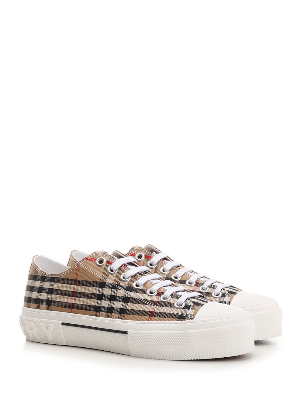 Burberry Women Vintage Check Cotton Sneakers In Beige