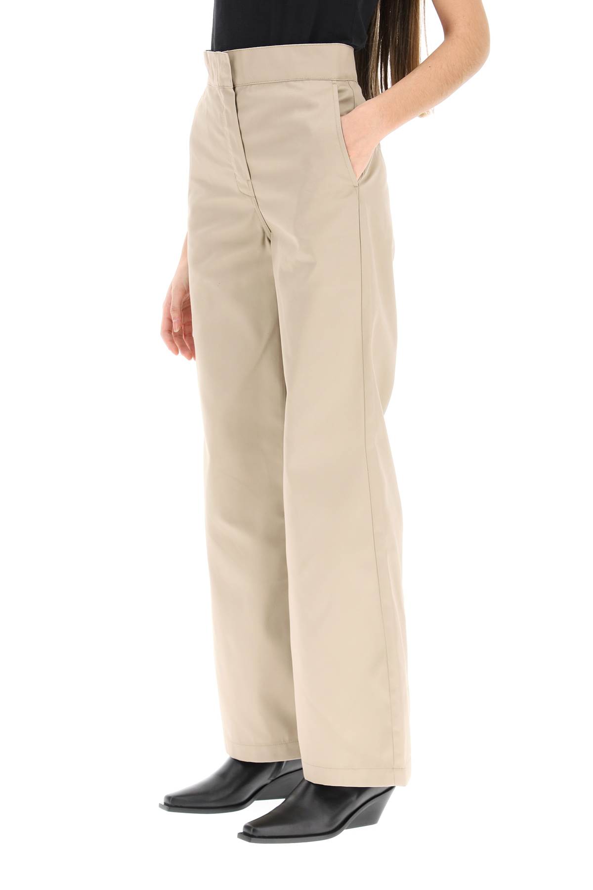 Shop Palm Angels Reversed Waistband Chino Pants In Beige White (beige)