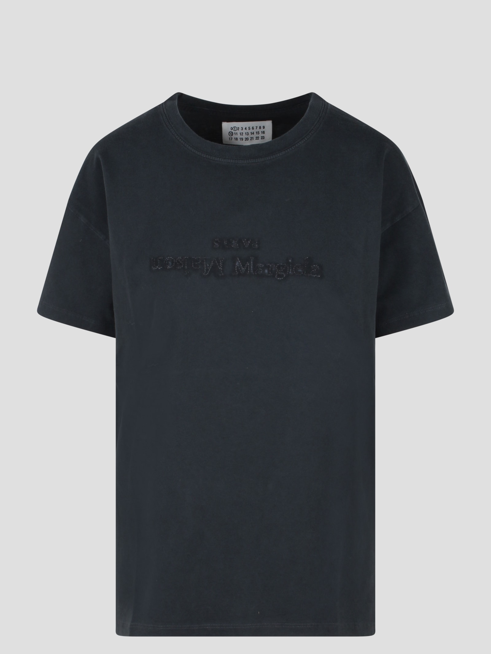 Maison Margiela Embroidered Logo Crew Neck T-shirt In Black