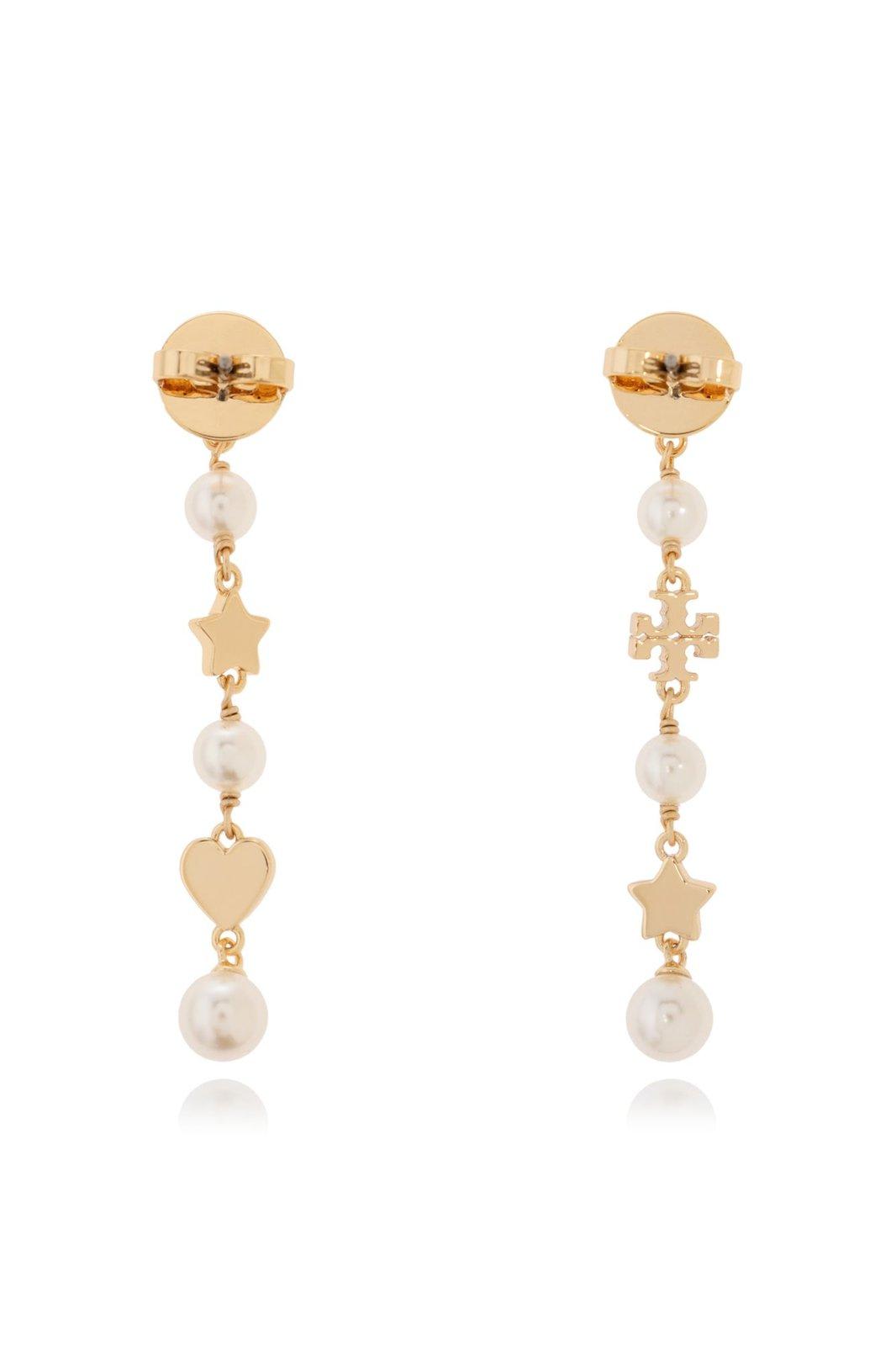 Tory Burch Kira Faux Pearl Linear Earrings In Tory Gold