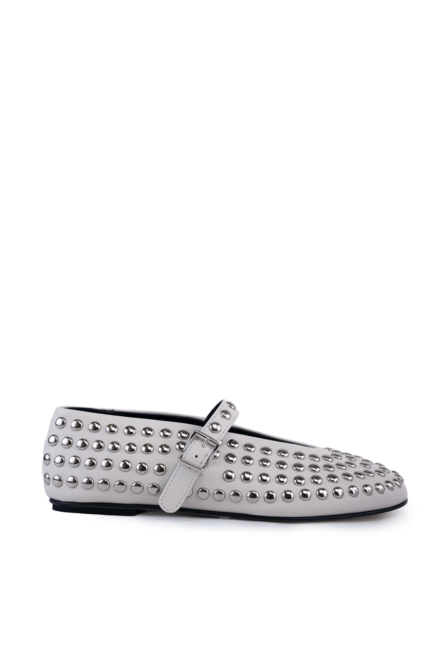 Leather Ballet Flats With Studs