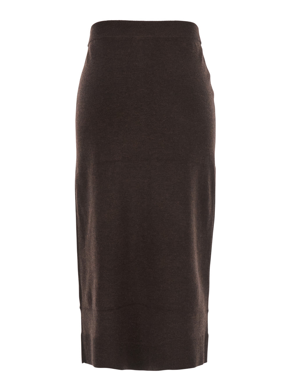 Victoria Beckham Wool Blend Button Detailing High Waist Skirt In Brown
