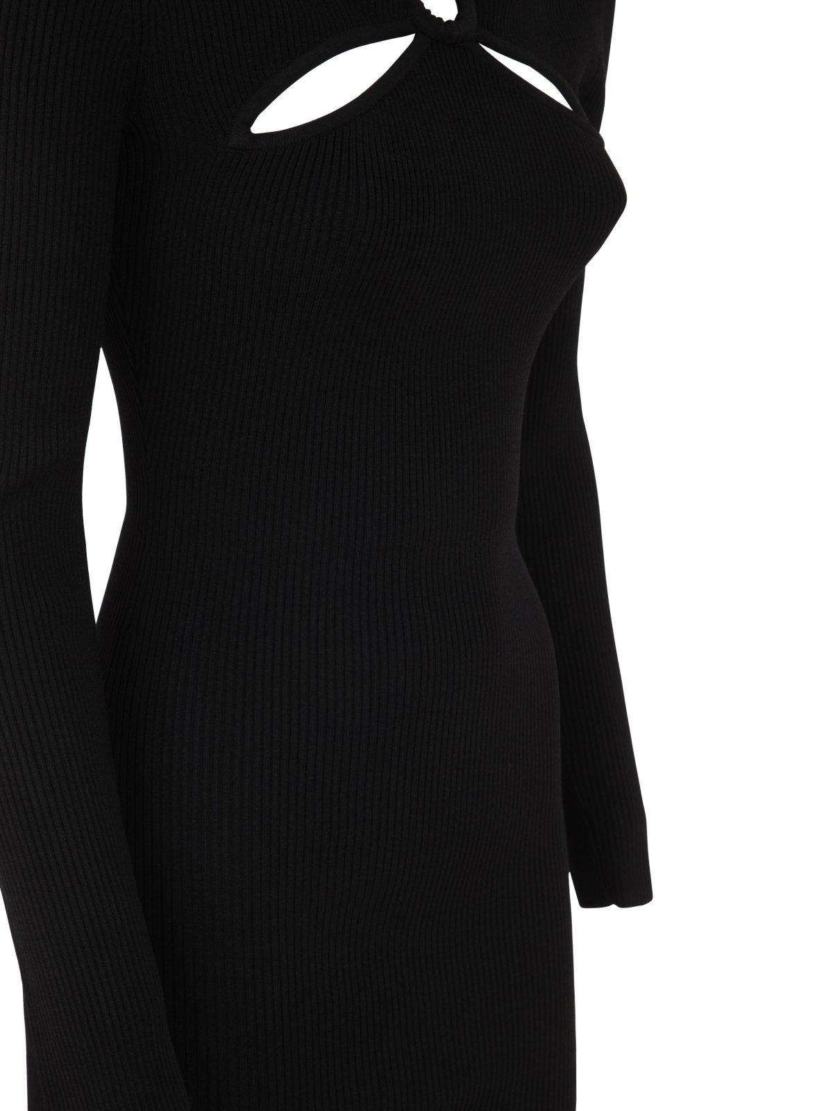 Shop Michael Michael Kors Cut-out Ribbed Knit Mini Dress In Black