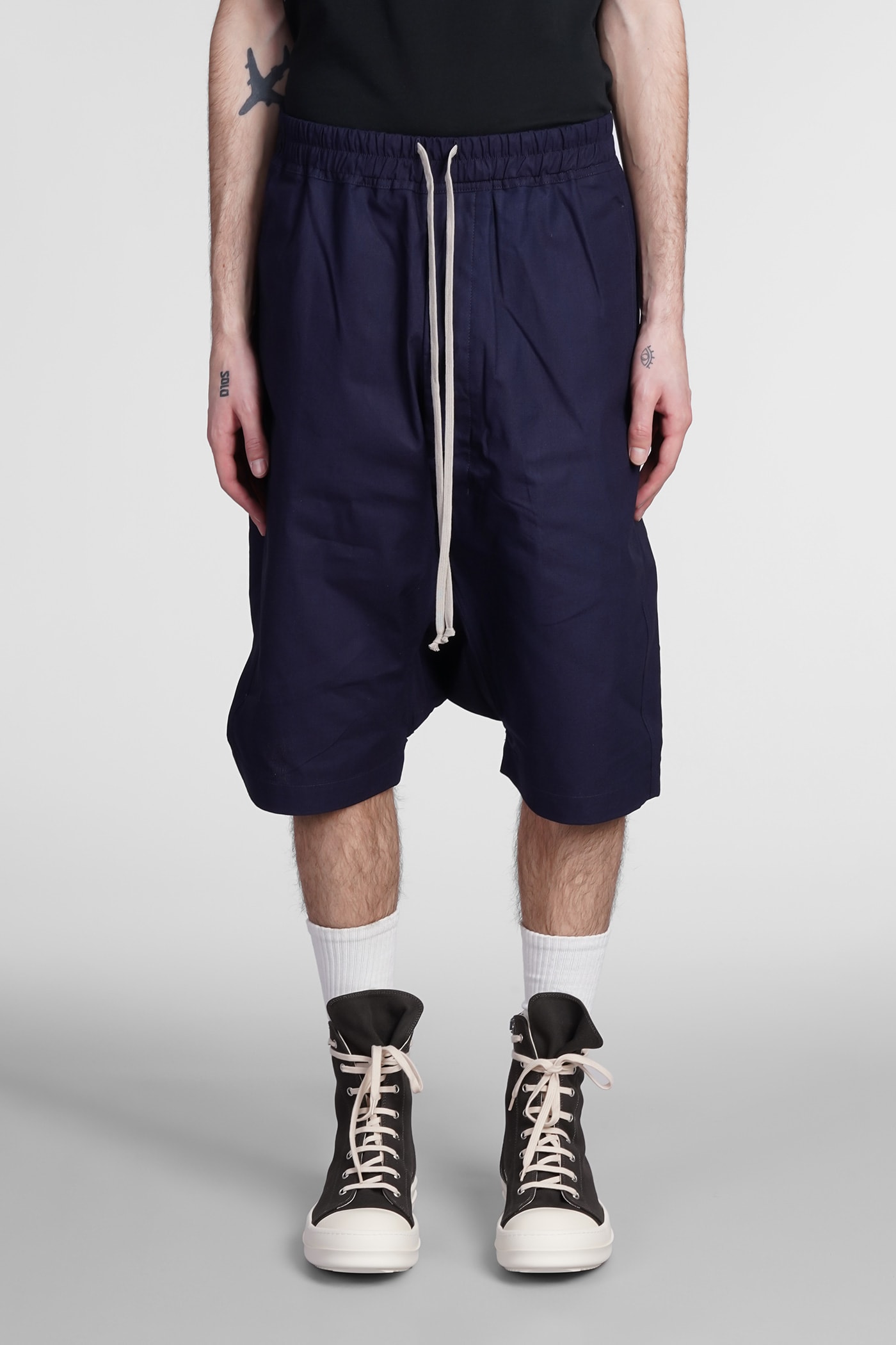 Drkshdw Drawstring Pods Shorts In Blue Cotton