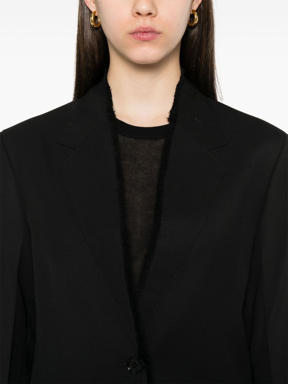 Totême Single-breasted Wool Jacket With Notched Lapels In Black