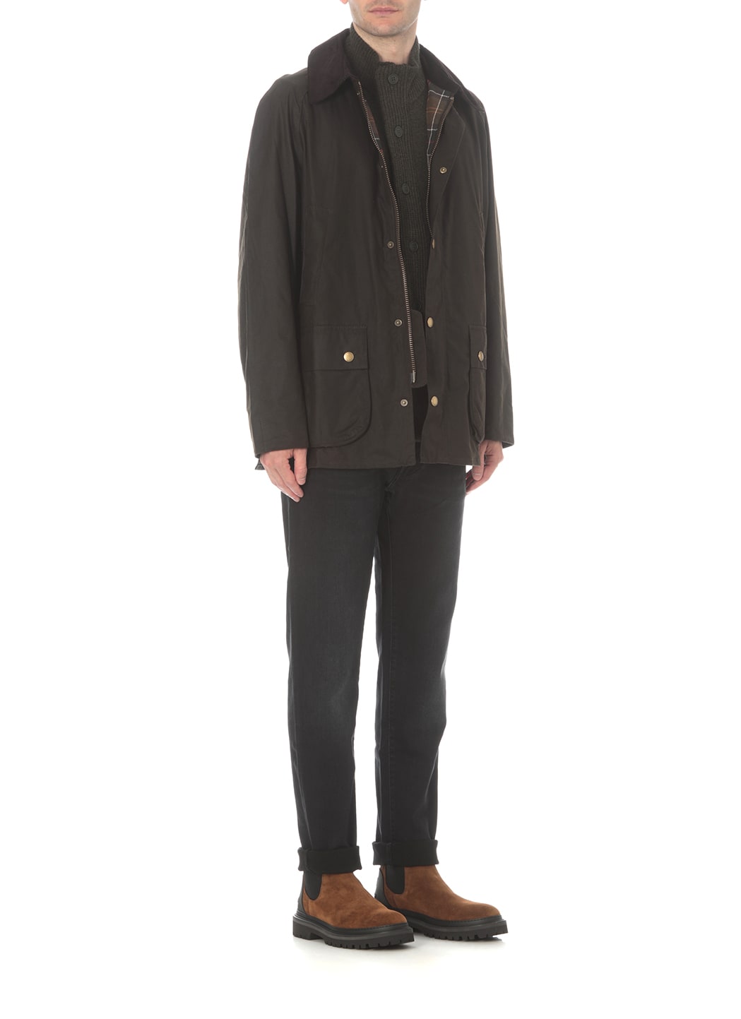 Barbour Ashby Corduroy Collar Water Resistant Waxed Cotton Jacket In Black