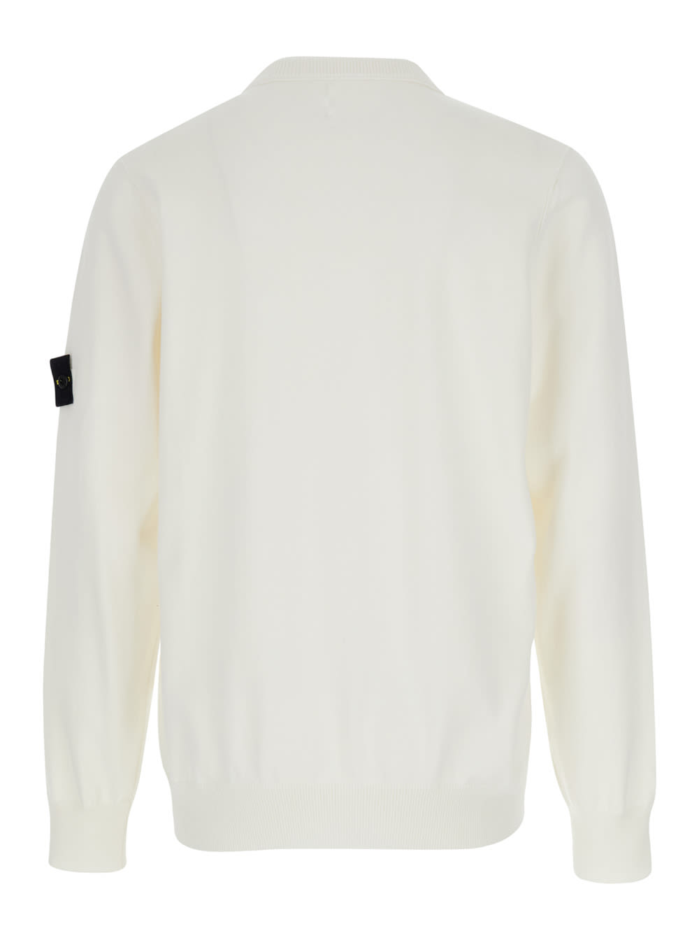 Shop Stone Island White Crewneck Sweatshirt With Compass Logo Patch In Cotton Man