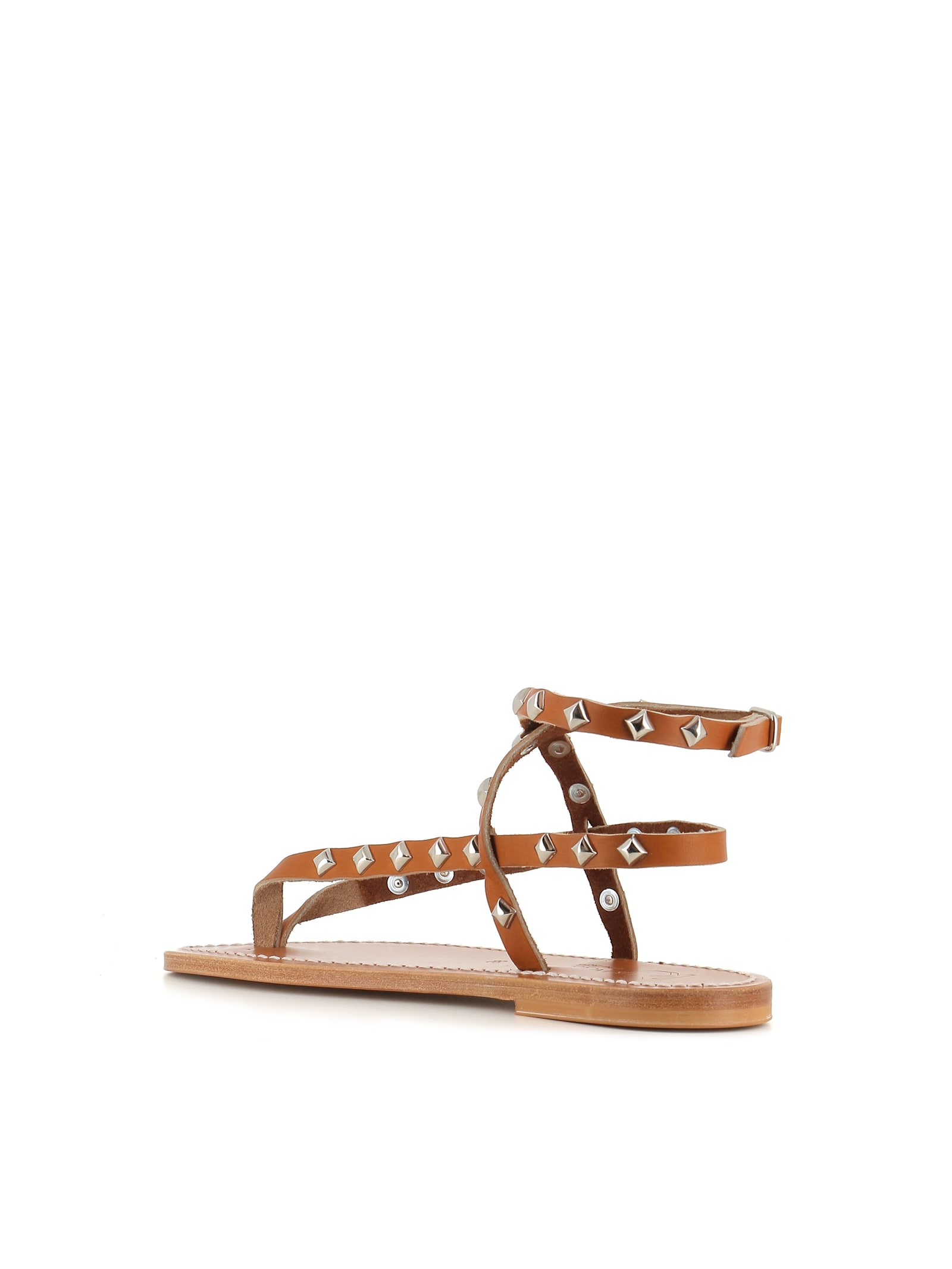 Kjacques Deltapyr Studded Flat Sandals In Leather