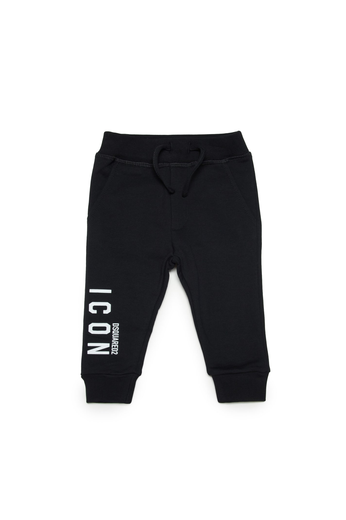 DSQUARED2 D2P606B-ICON TROUSERS DSQUARED BLACK COTTON PANTS WITH ICON LOGO