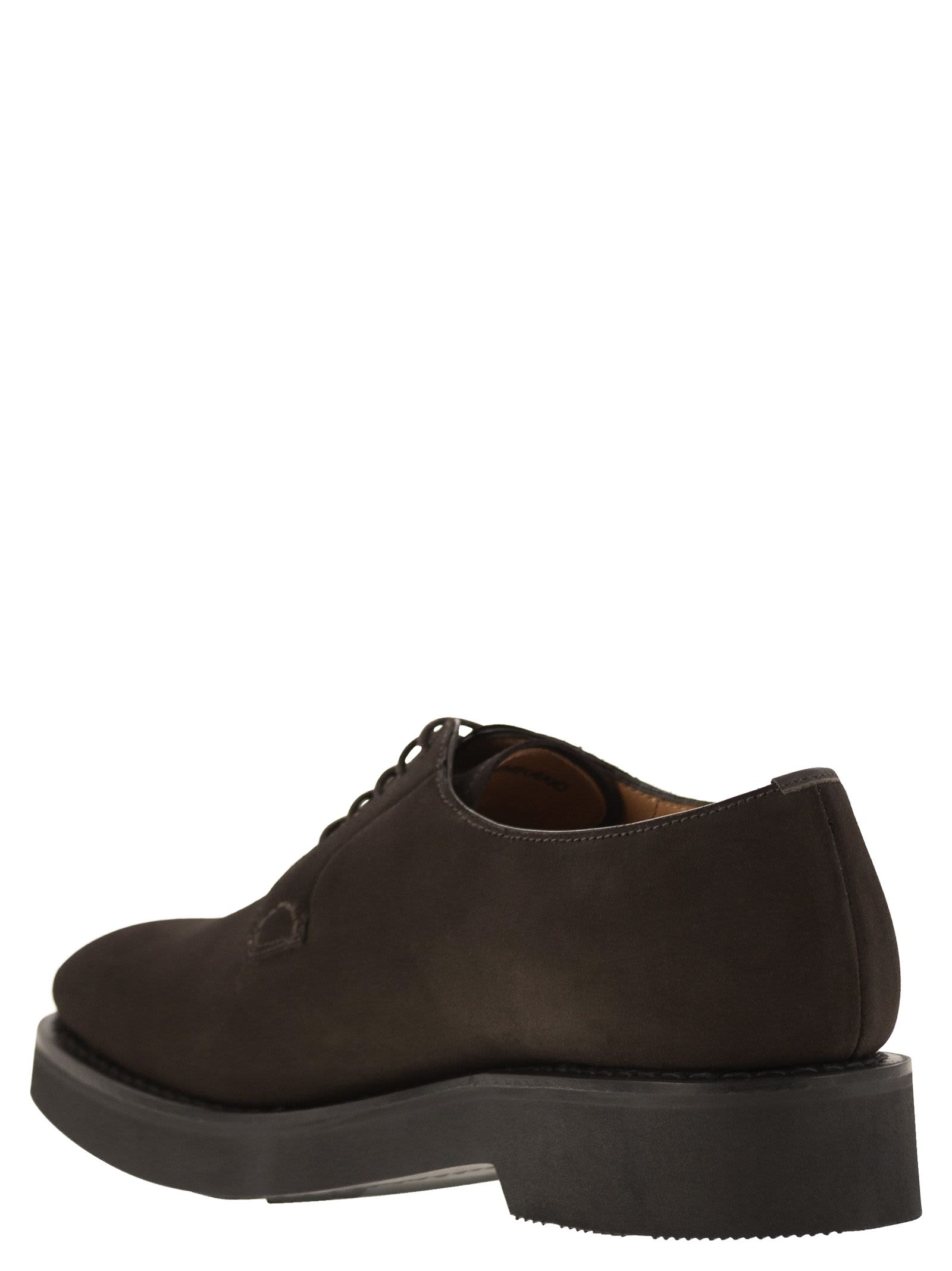 Shop Church's Suede Calfskin Derby In Dark Brown