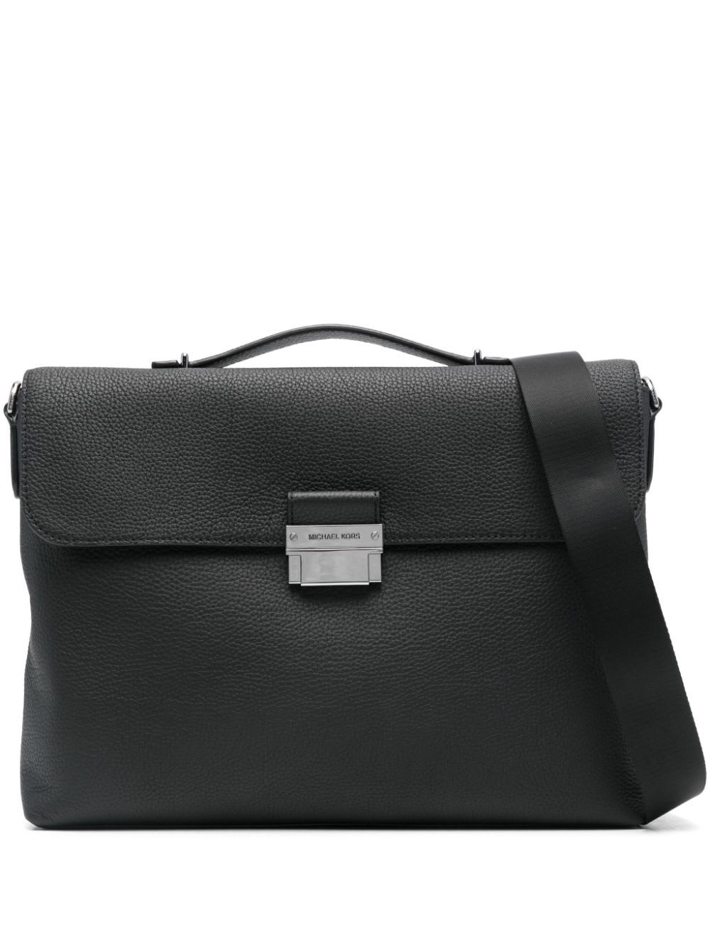 Shop Michael Kors Pushlock Hudson Briefcase In Black