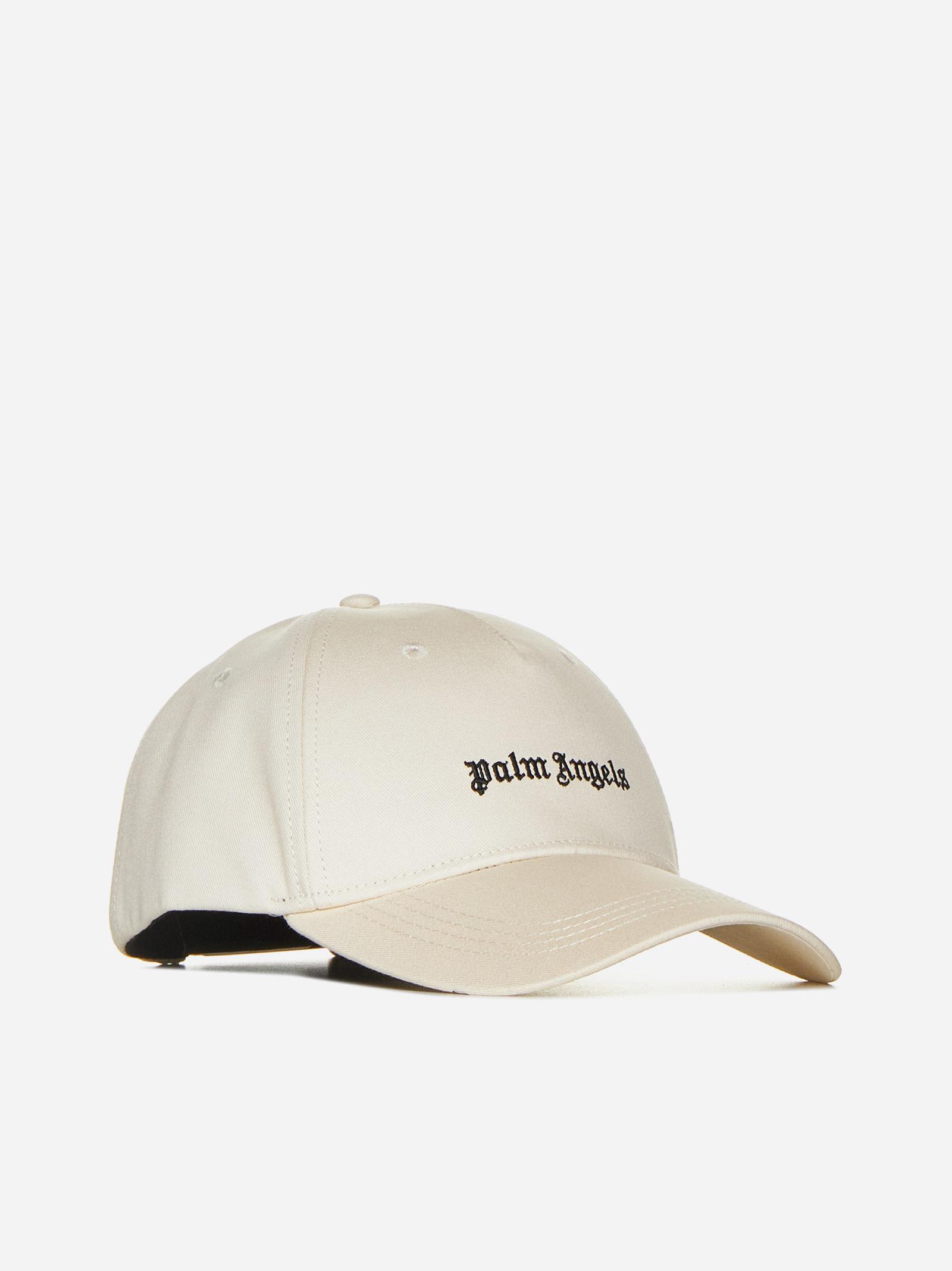 Shop Palm Angels Logo Cotton Baseball Cap In Neutrals