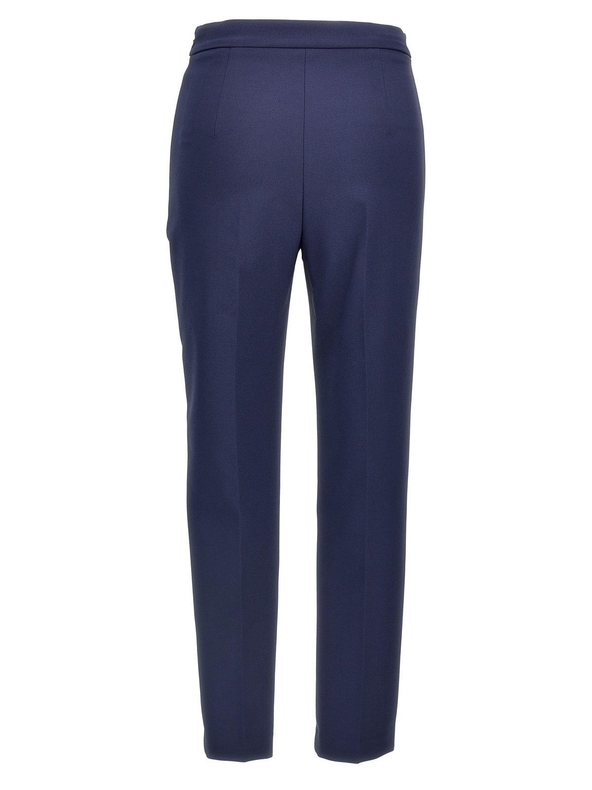 Shop Elisabetta Franchi Straight-leg Crepe Trousers In Blue