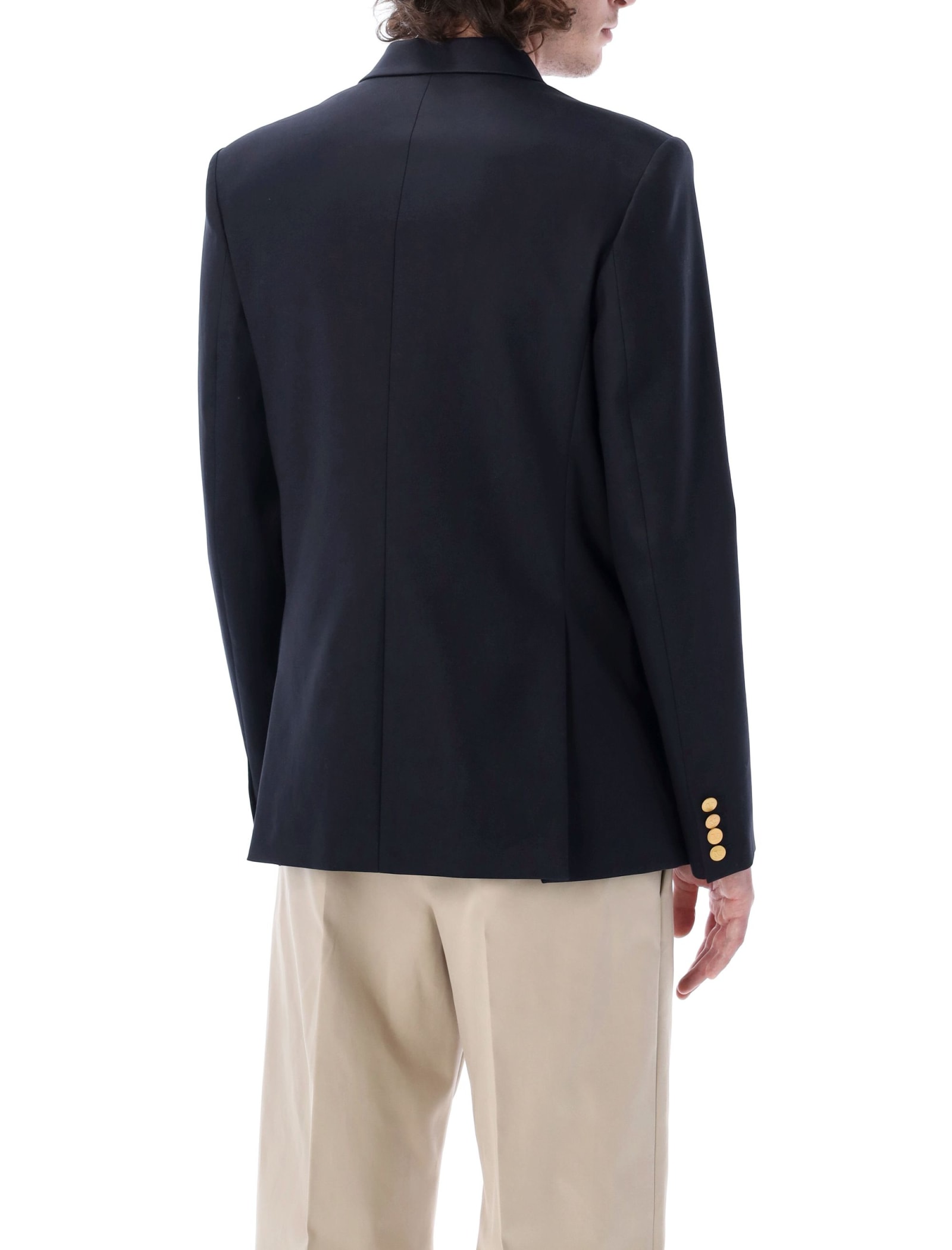 Valentino Drouble-breasted Blazer With Rear Vents In Blue