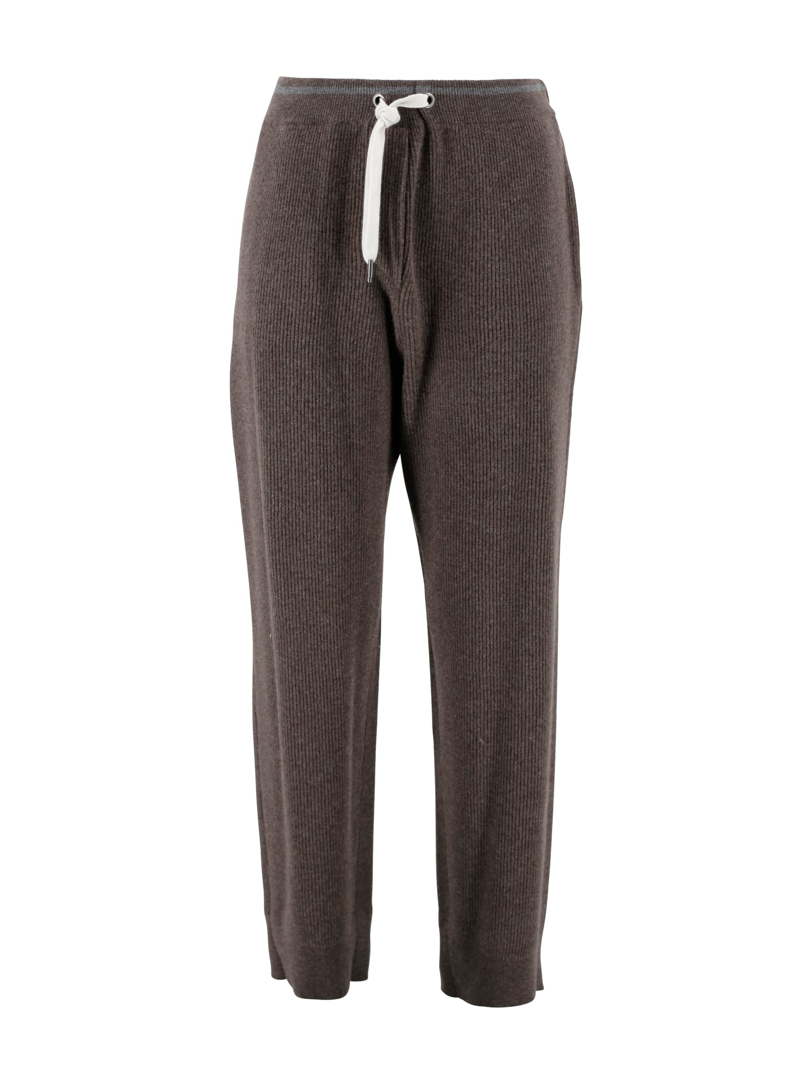 Brunello Cucinelli Wool And Cashmere Straight Trousers In Brown