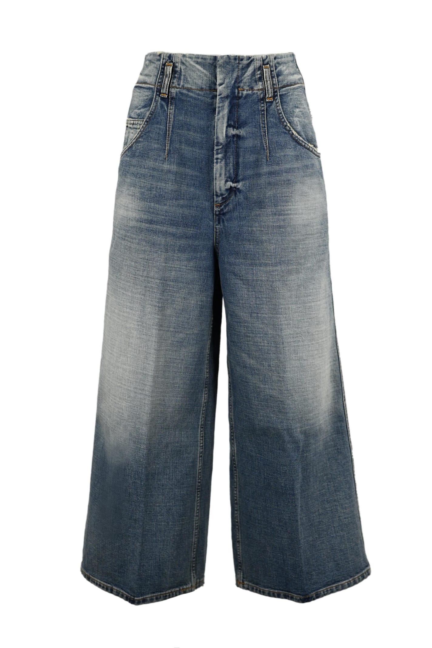 Dondup Kari Wide Leg Jeans In Blue Organic Fixed Denim