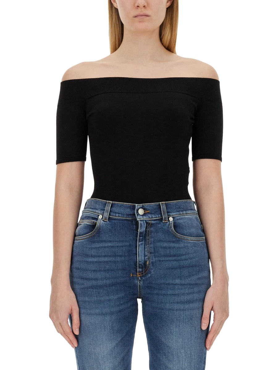 Shop Alexander Mcqueen Knitted Tops. In Black