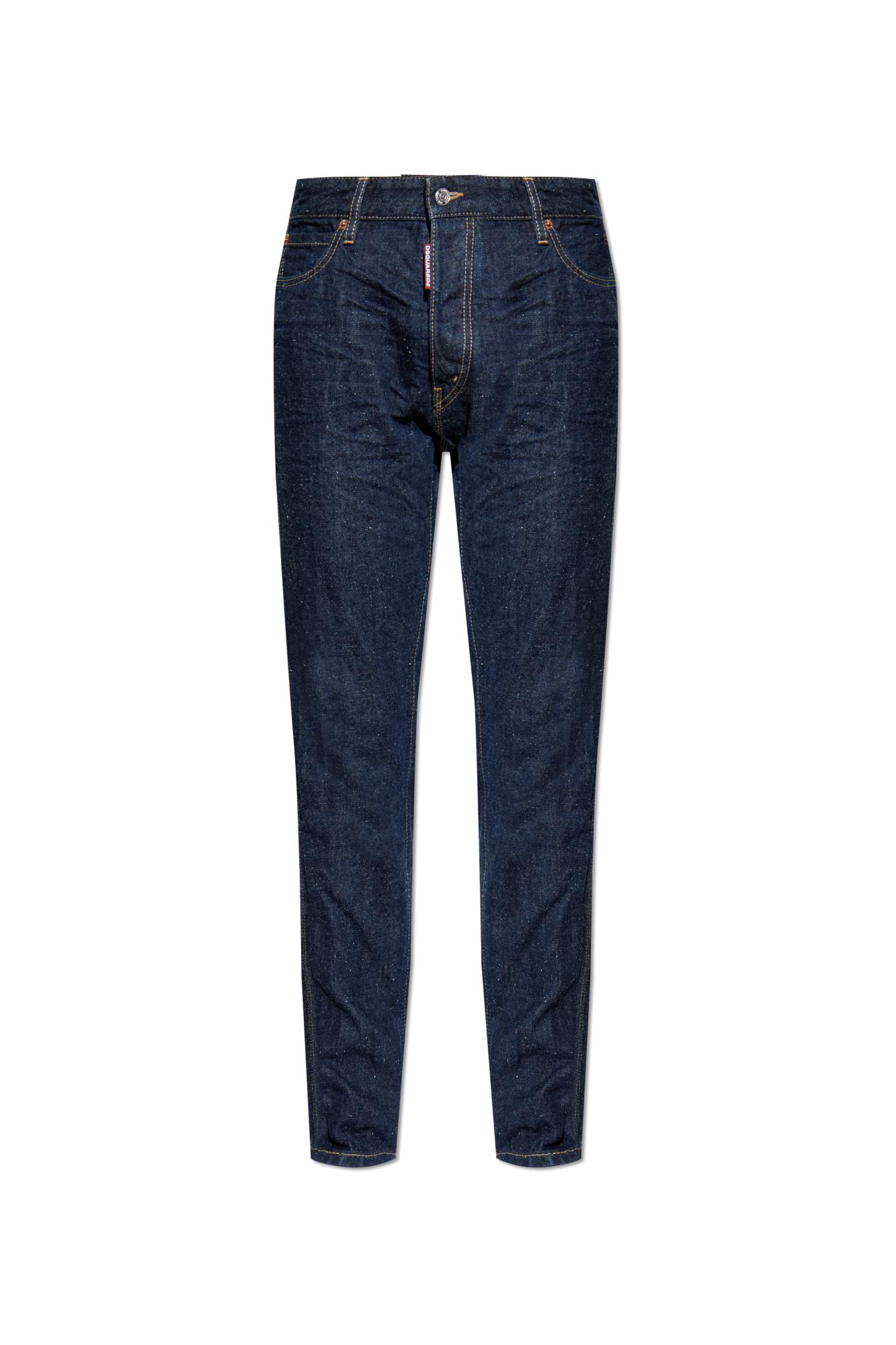 Dsquared2 Straight Leg Five-pocket Trousers With Contrast Stitching In Blue