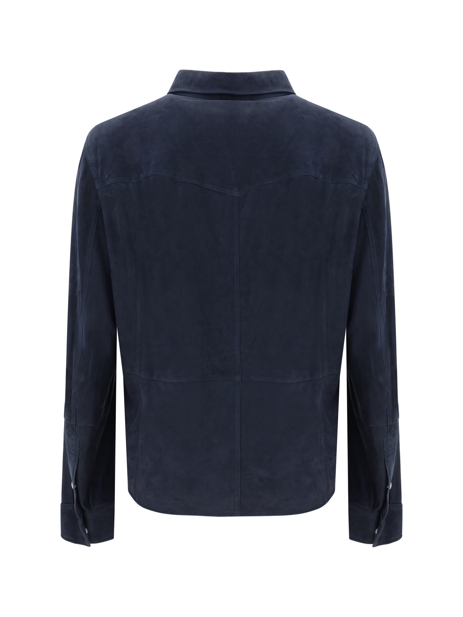 Shop Brunello Cucinelli Leather Shirt In Blue