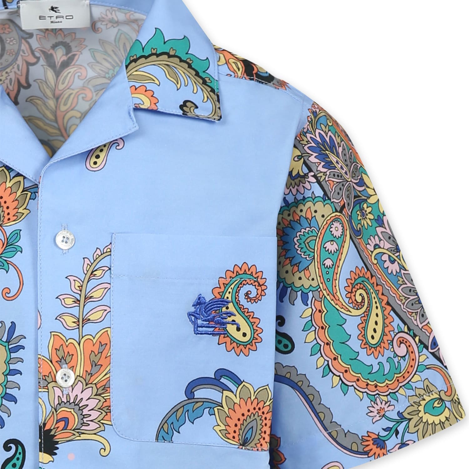 Shop Etro Light Blue Shirt For Boy With Paisley Print