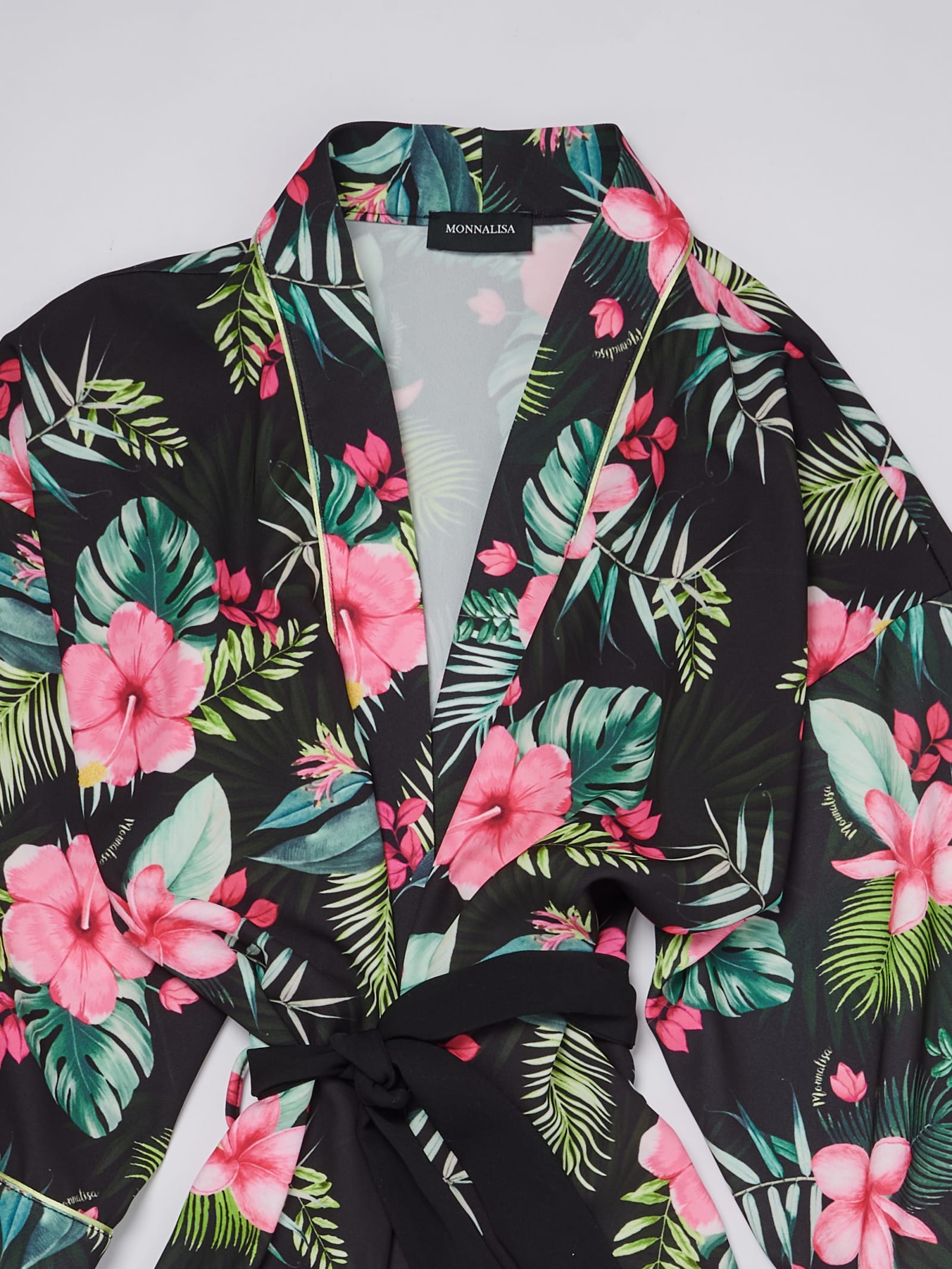 Shop Monnalisa Kimono Jacket In Nero