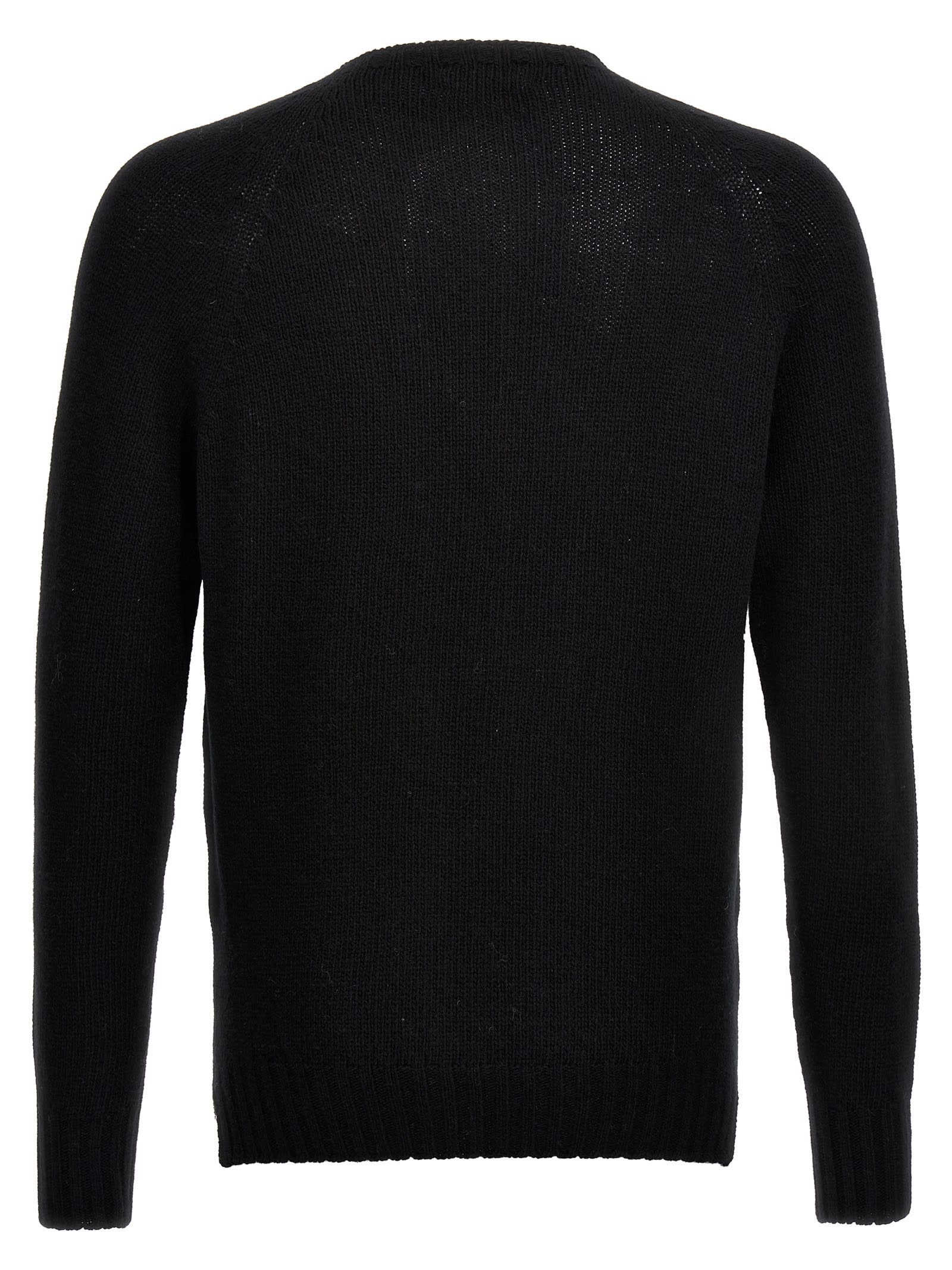 Ma'ry'ya Cashmere Blend Wool Sweater With Ribbed Detailing In Black