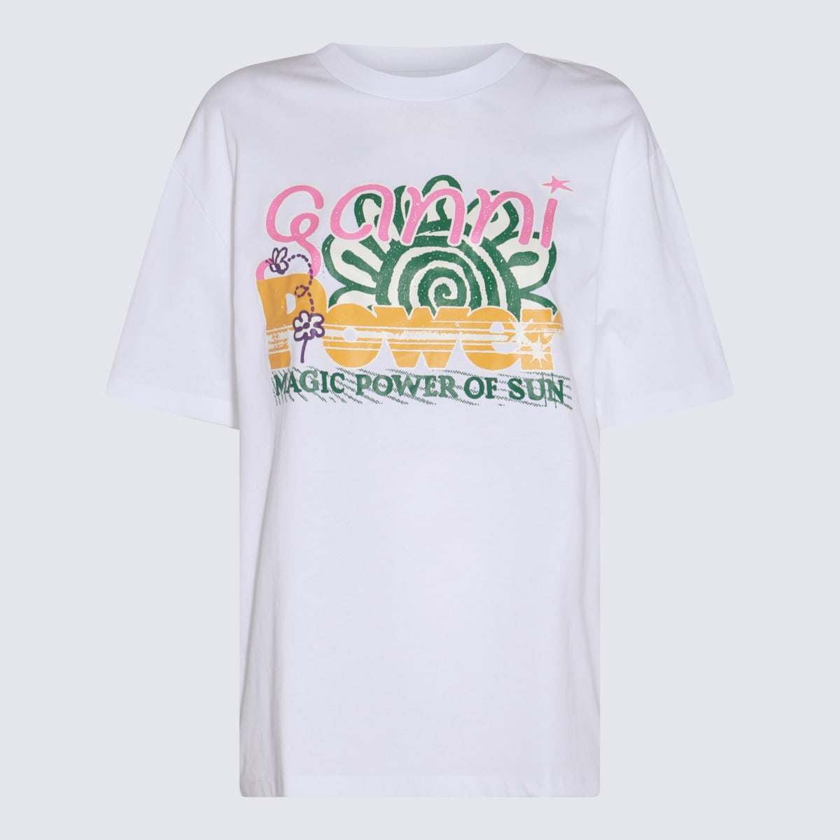 Ganni White Multicolour Cotton T-shirt
