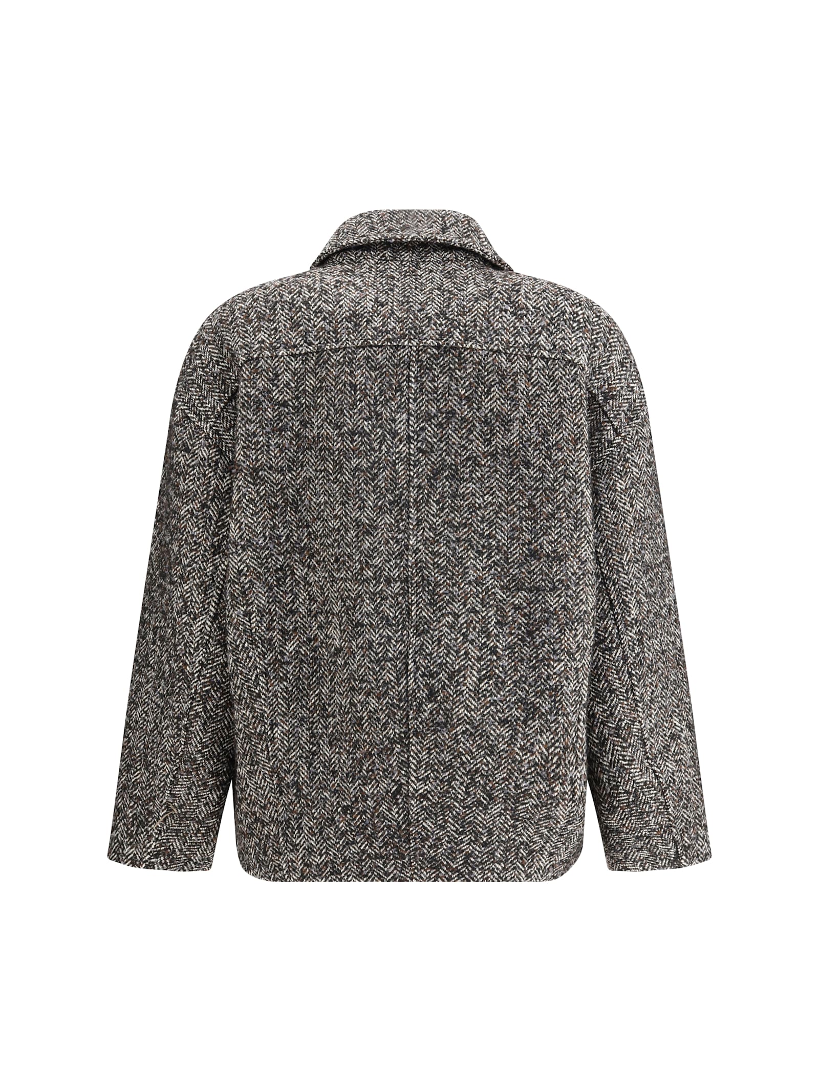 True Royal Alina Herringbone Zip-front Jacket In Gray