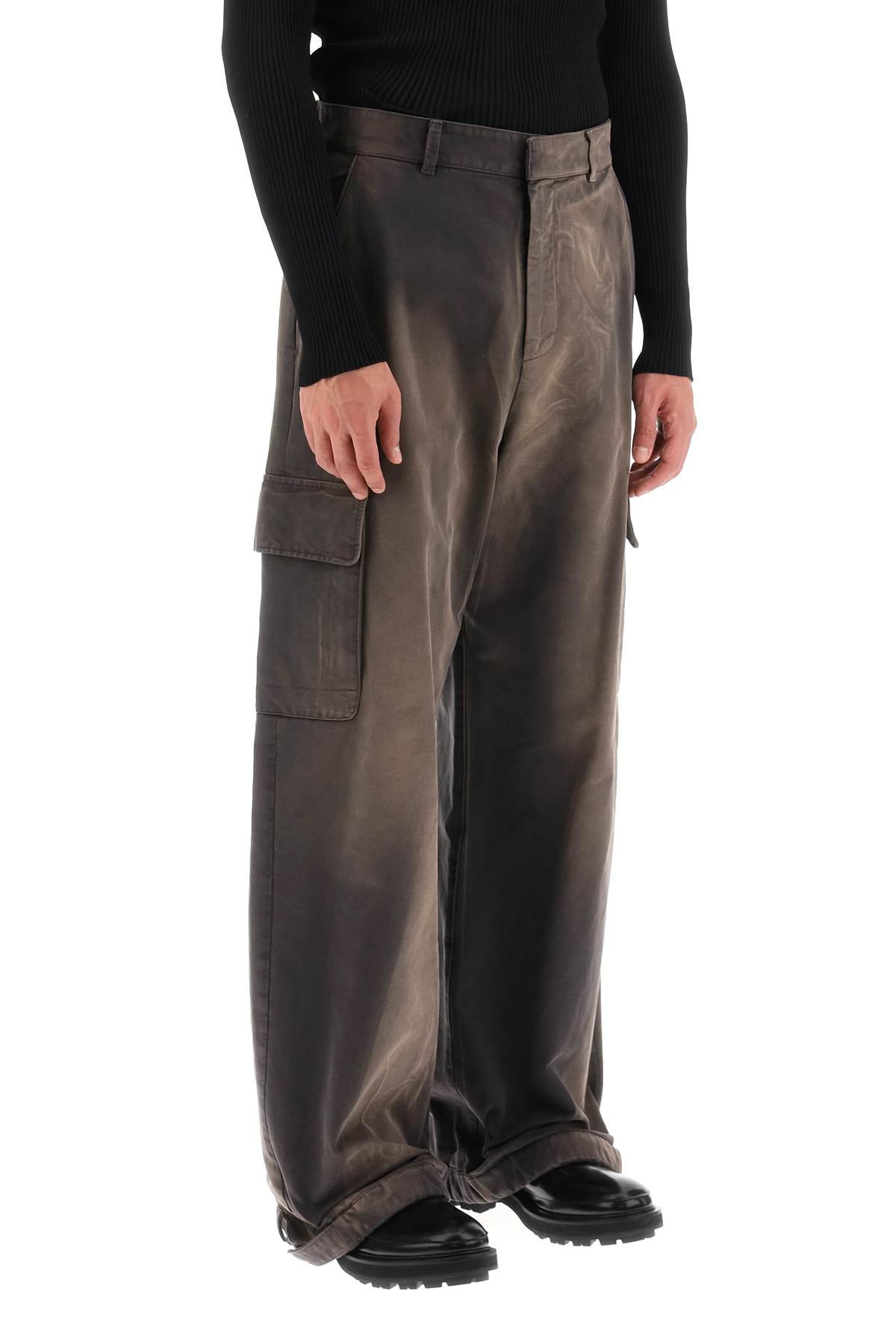 Shop Off-white Washed-effect Cargo Pants In Anthracite (brown)