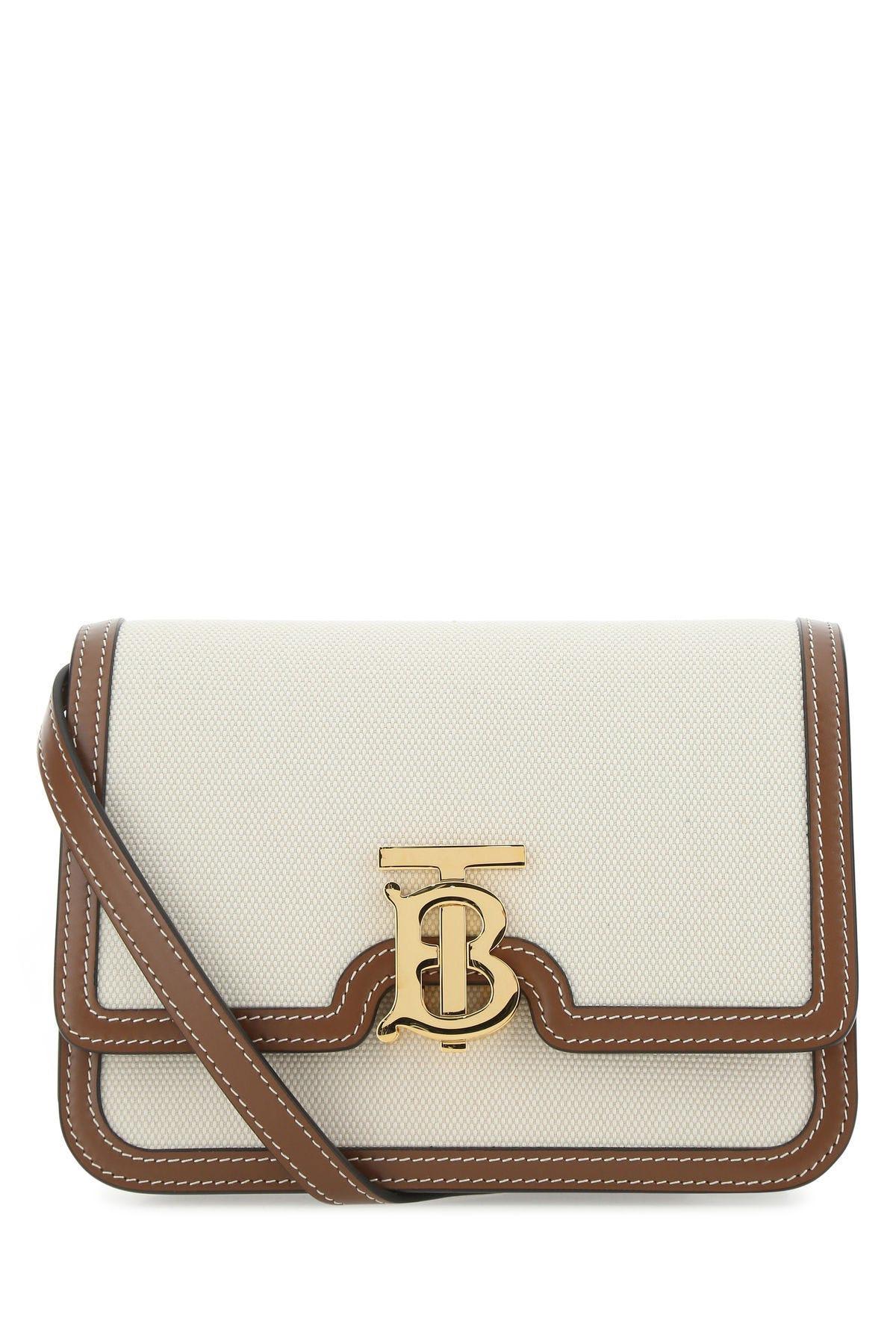 Burberry Two-tone Canvas And Leather Tb Crossbody Bag