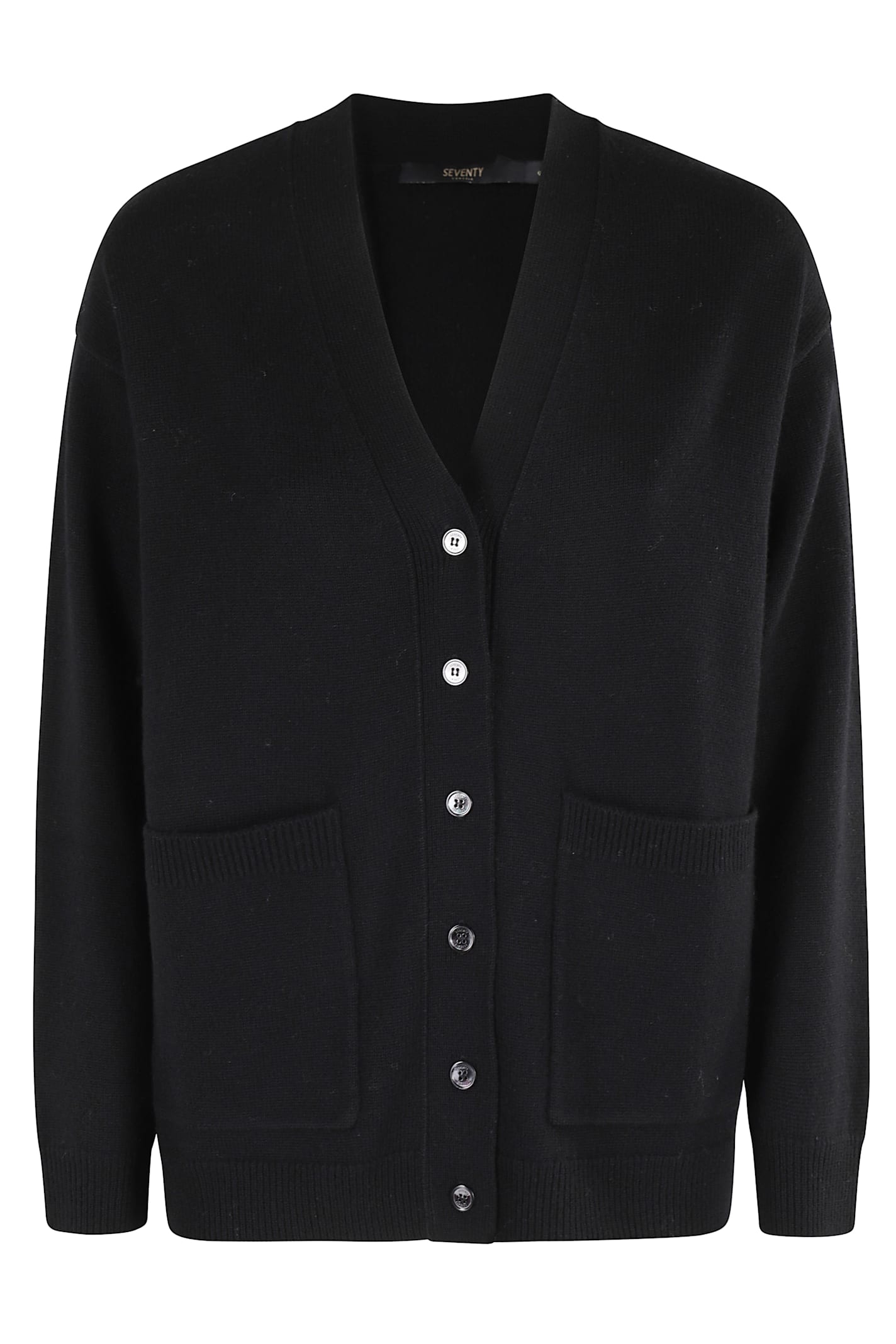 Seventy V-neck Wool And Cashmere Cardigan With Button Closure In Black