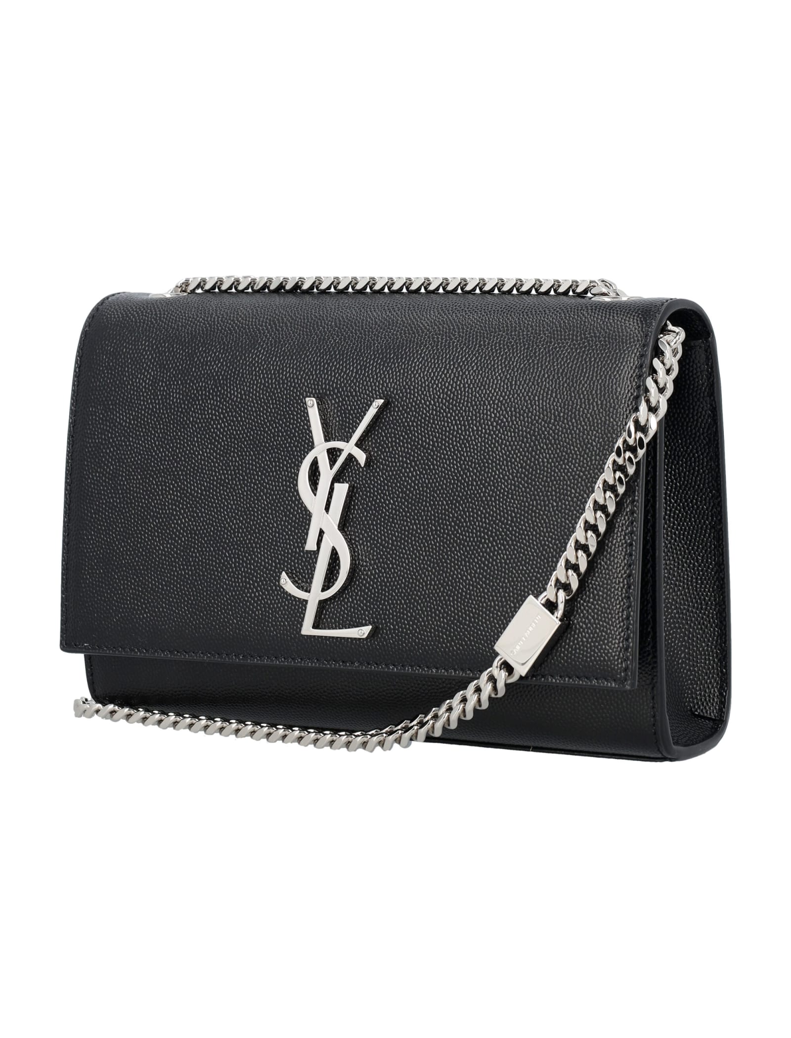 Shop Saint Laurent Kate Small Grain De Poudre Embossed Leather Bag In Black