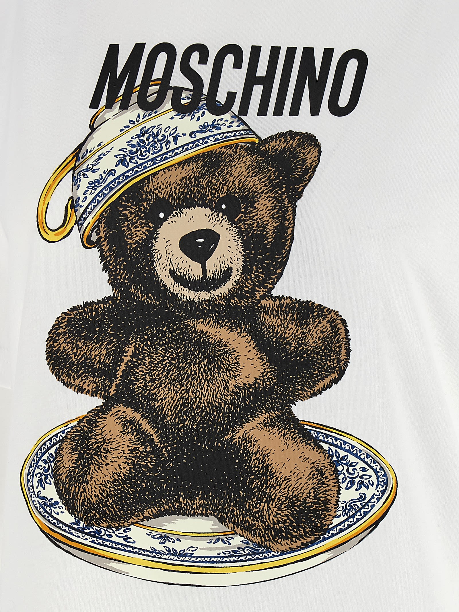 Moschino Crew Neck Graphic Print Short Sleeves Tshirt In White