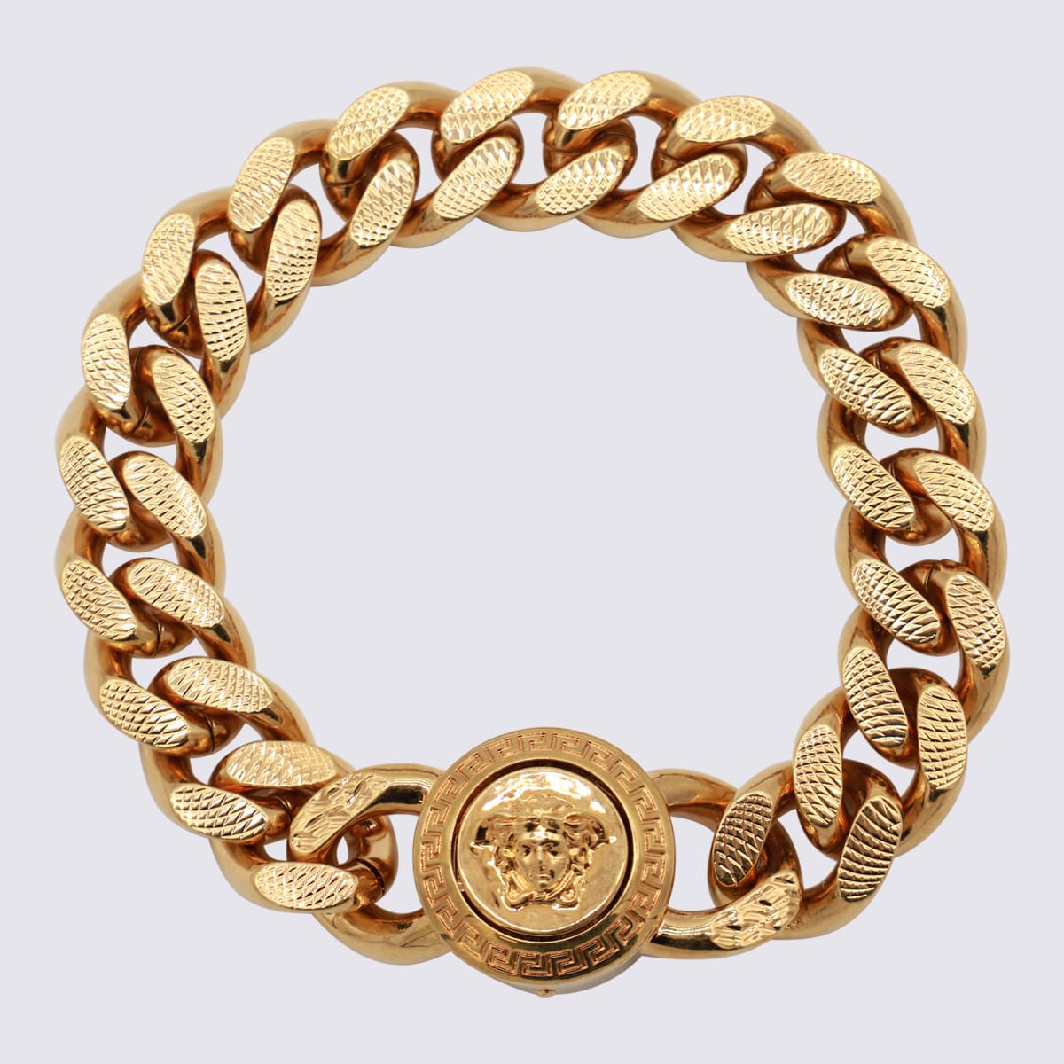 Versace Gold Metal Chain Medusa Bracelet In Golden