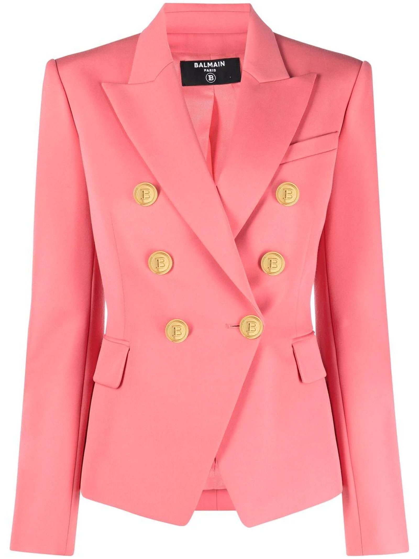 Balmain Salmon Pink Wool Jacket