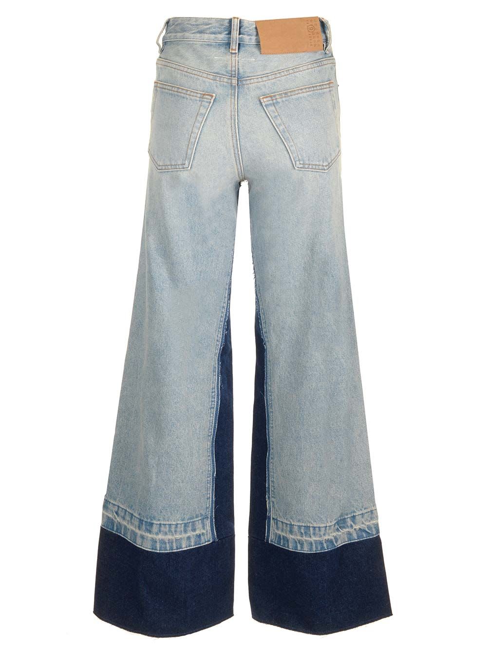 Shop Mm6 Maison Margiela Wide Leg Jeans In Light Blue