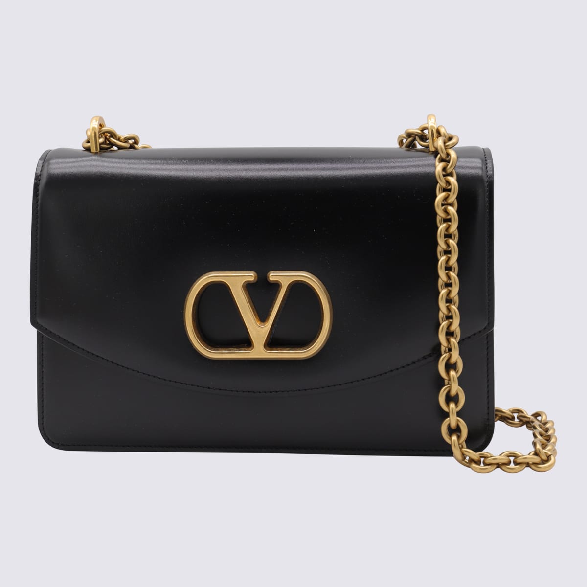Valentino Garavani Black Leather Vain Shoulder Bag