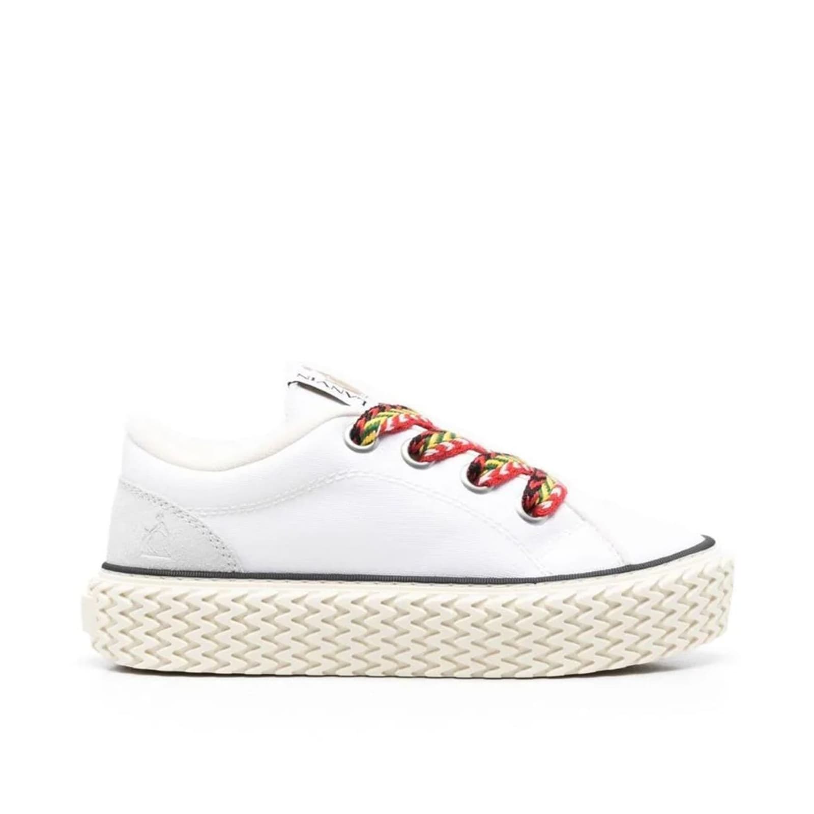 Shop Lanvin Cotton Lace-up Sneakers In White